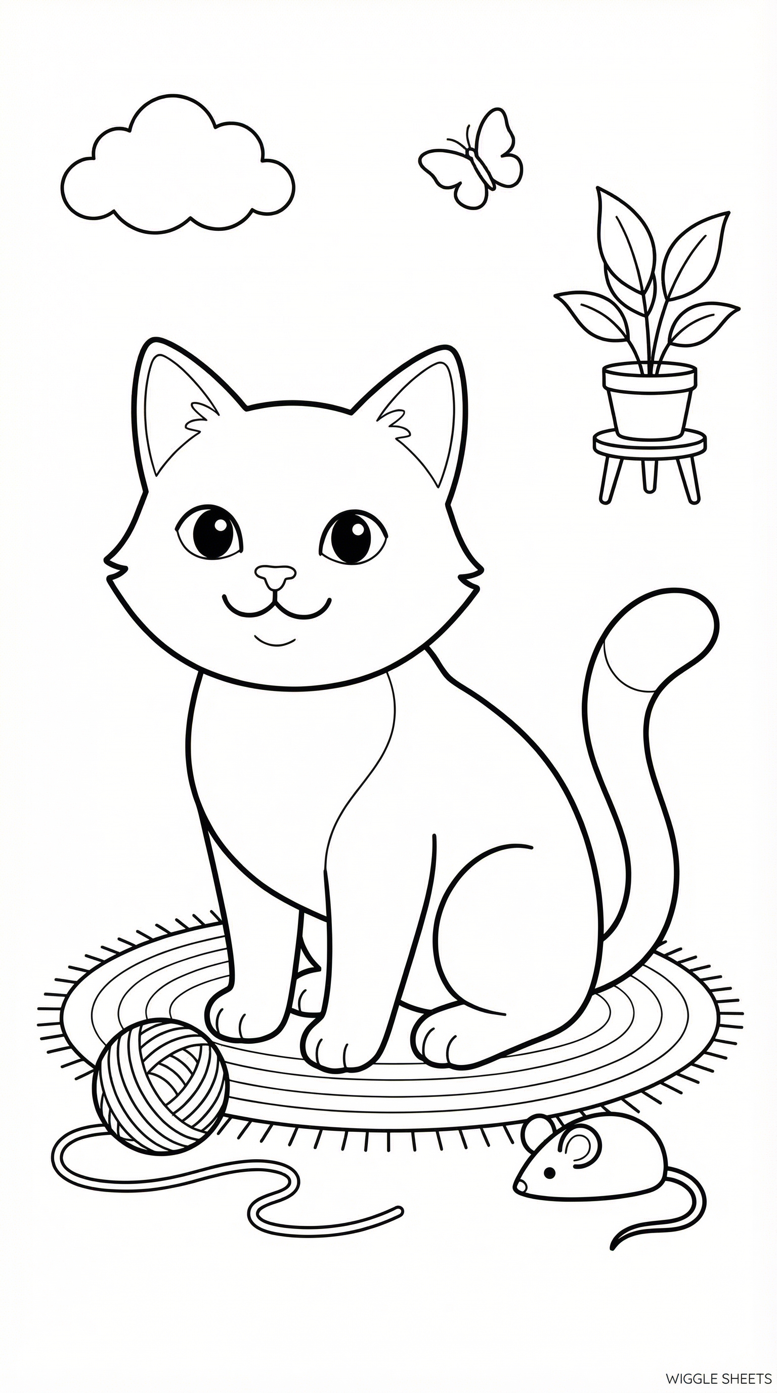 Smiling Cat Coloring Page