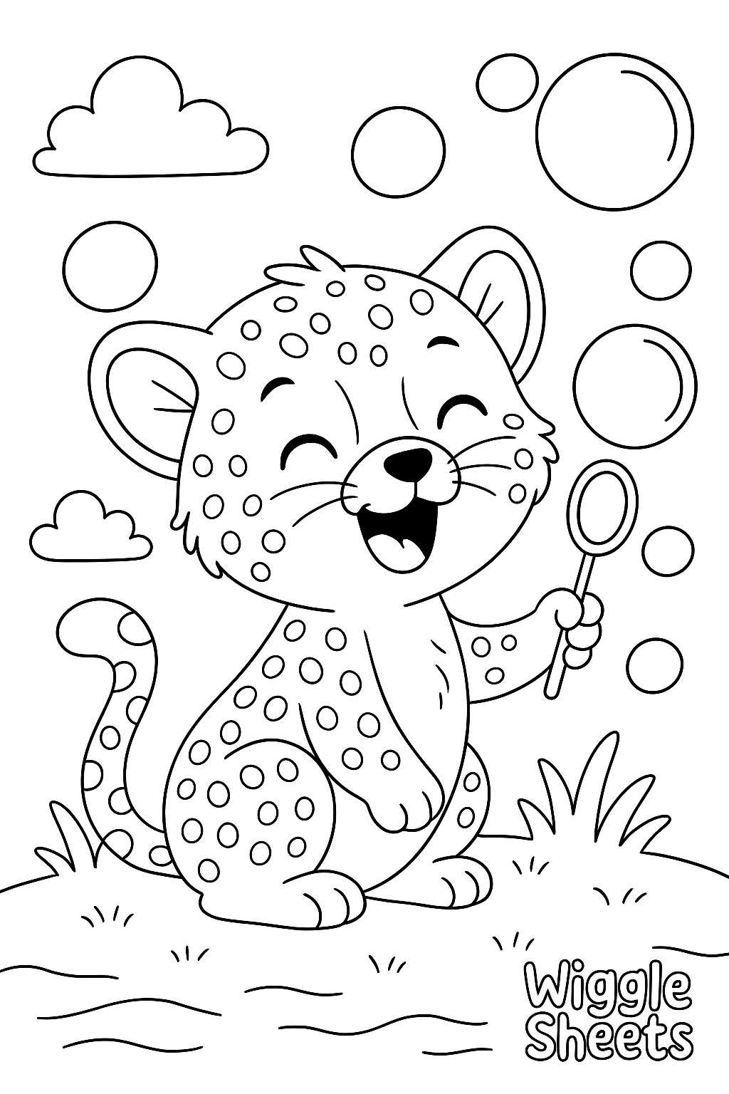 Cute Baby Cheetah Bubble Pop Coloring Page