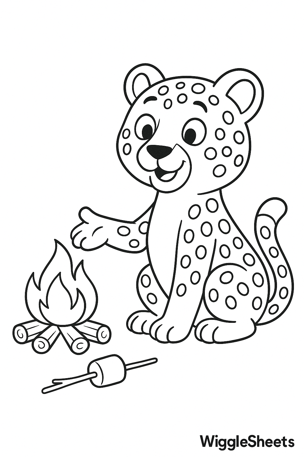 Cheetah Campfire Story Coloring Page