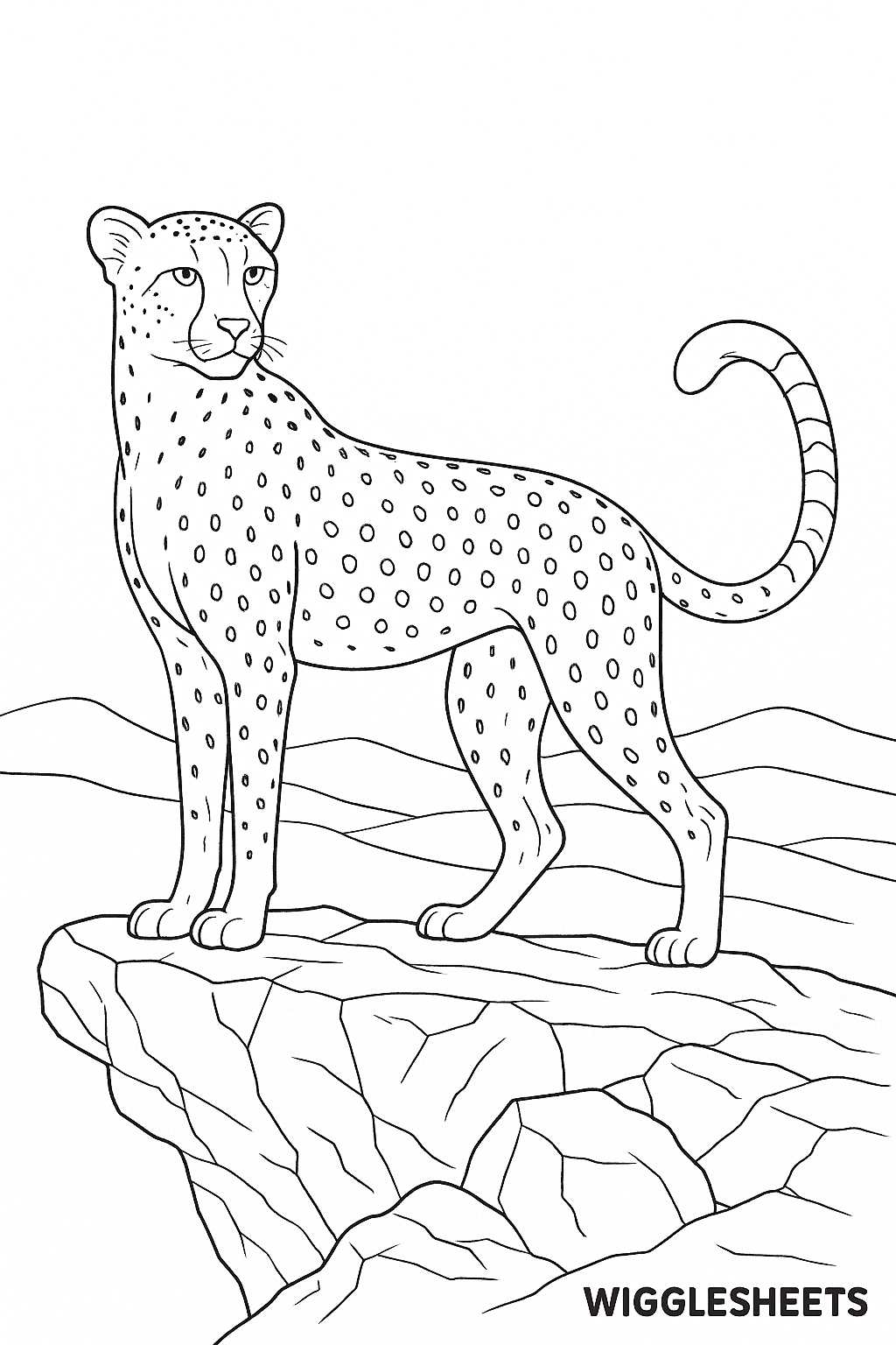 Cheetah Cliff View Coloring Page