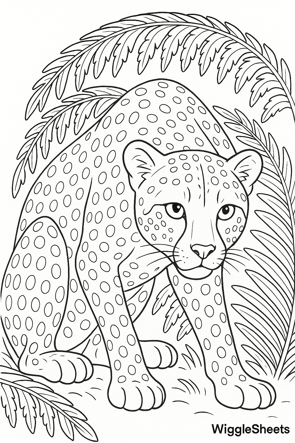 Cheetah Fern Hide Coloring Page