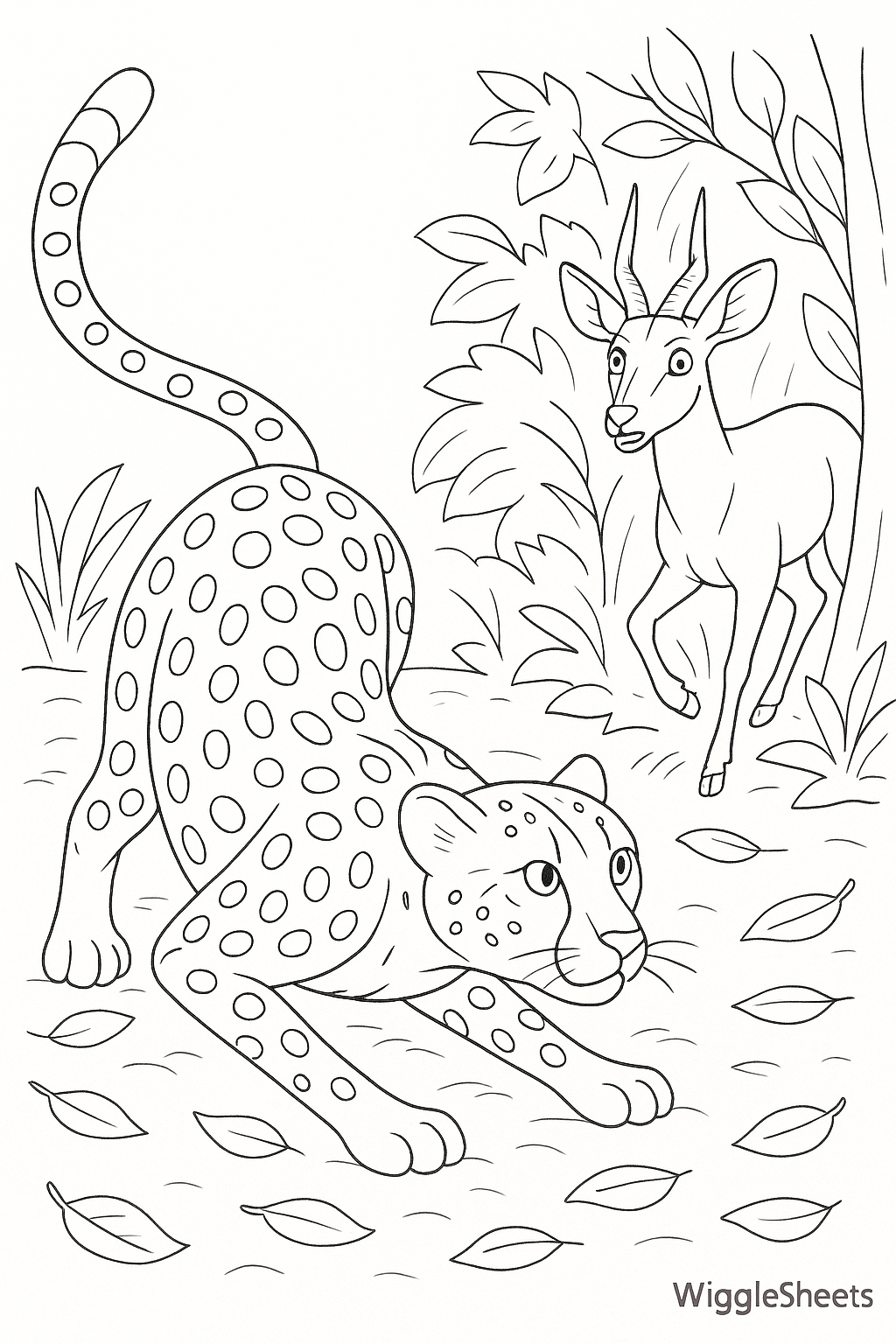 Cheetah Jungle Pounce Coloring Page