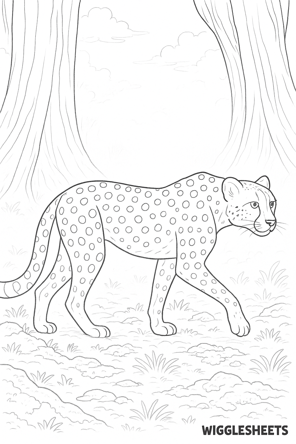 Cheetah Misty Grove Coloring Page
