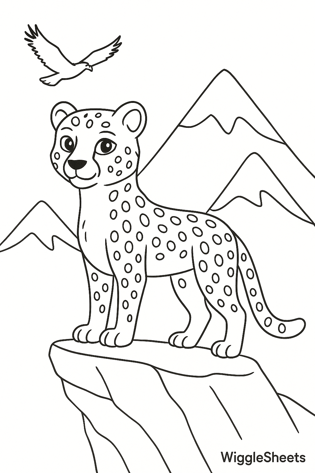 Cheetah Mountain Explorer Coloring Page