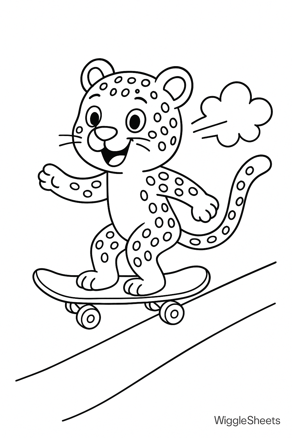 Cheetah Skating Coloring Page