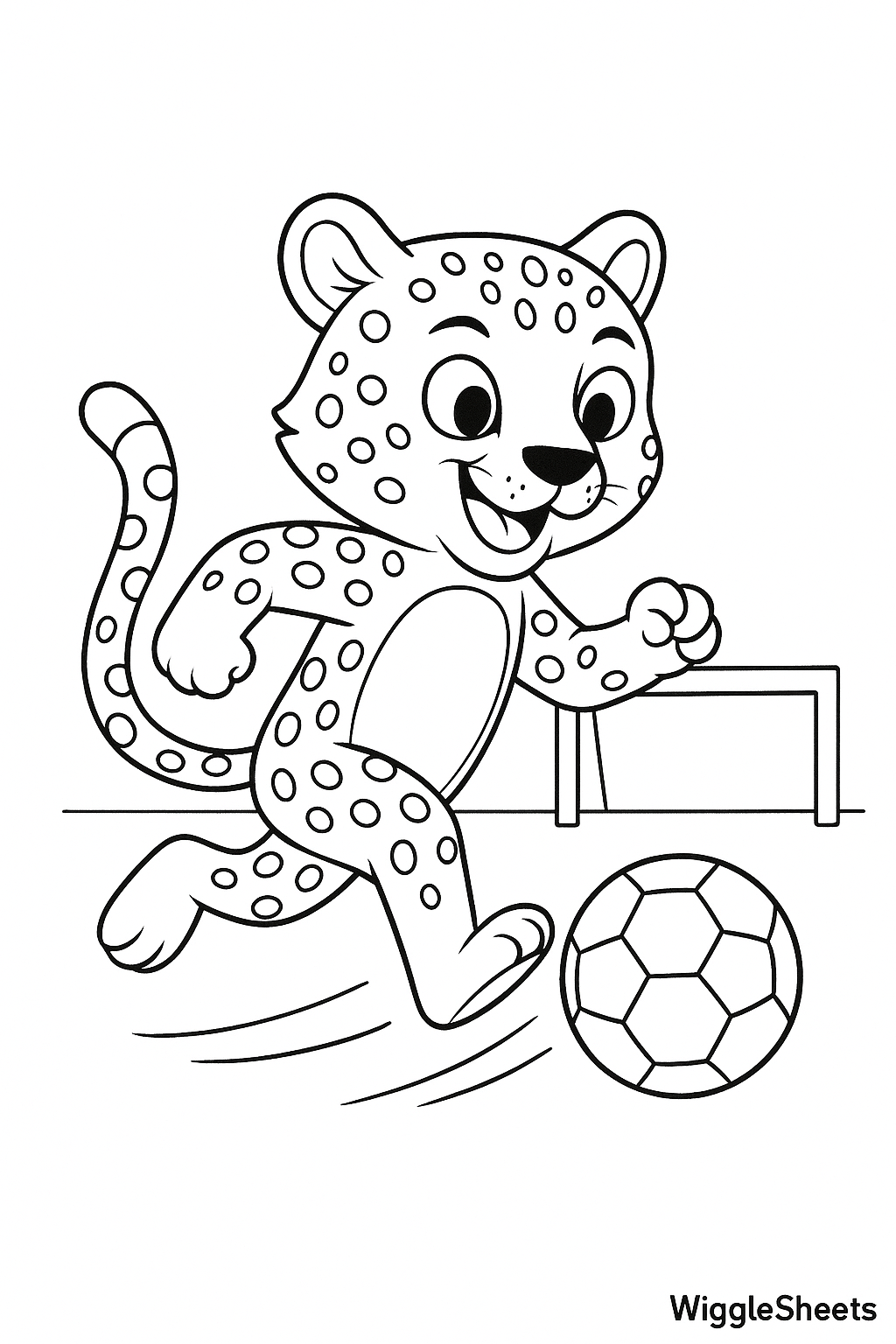 Cheetah Soccer Star Coloring Page