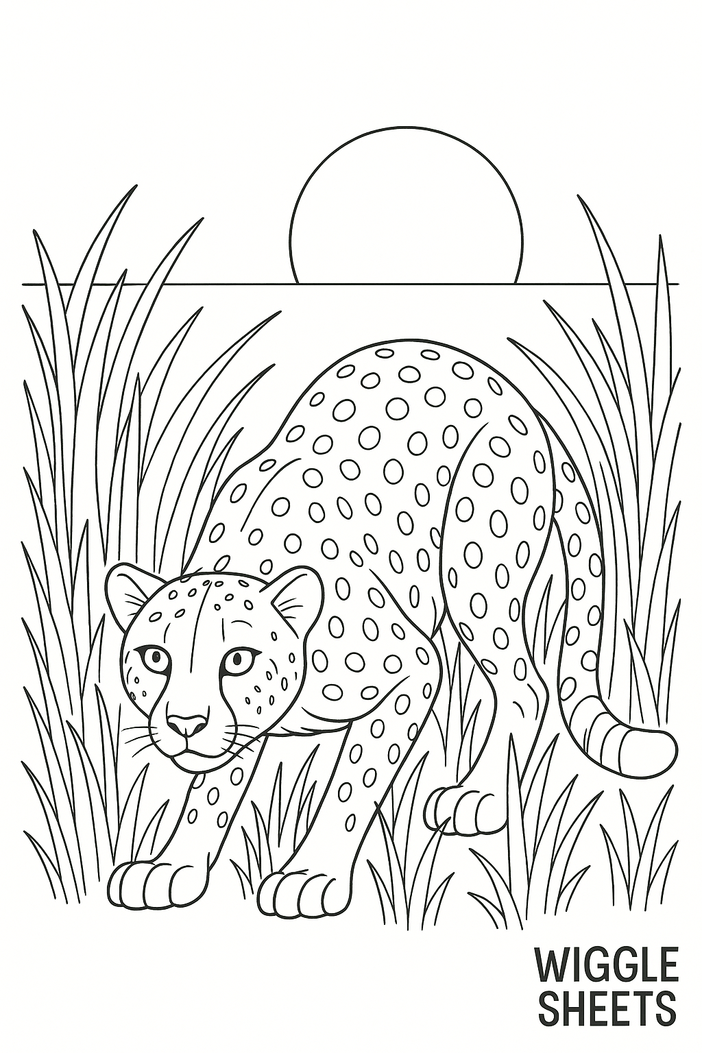 Cheetah Sunset Stalk Coloring Page