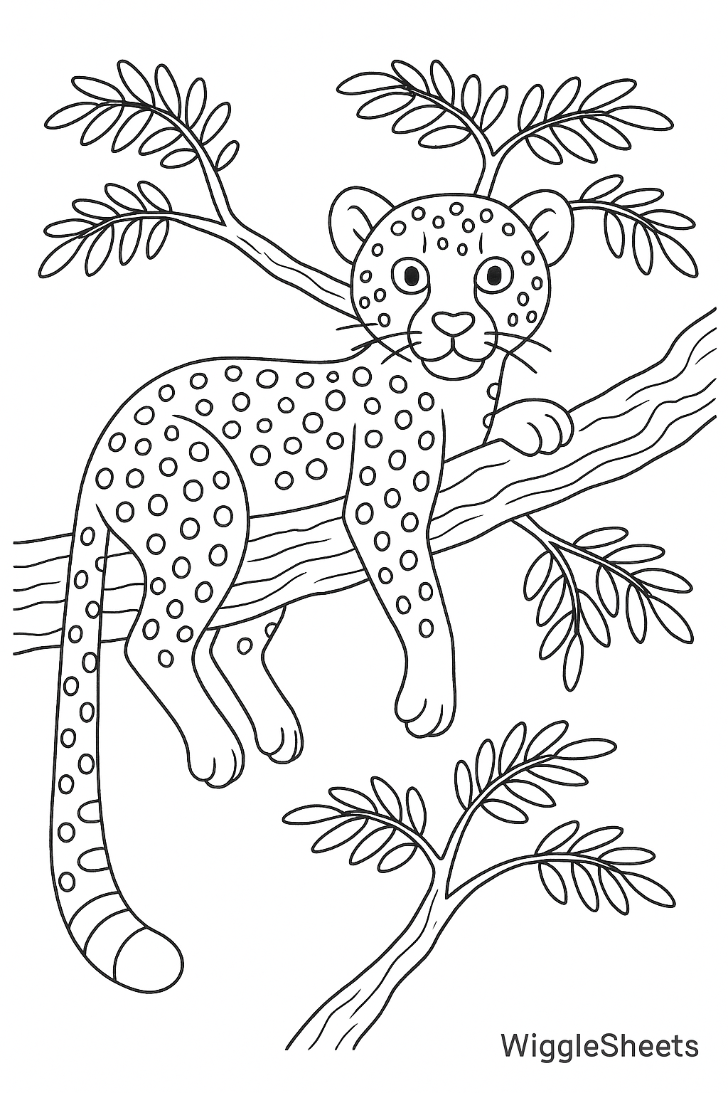 Cheetah Tree Rest Coloring Page