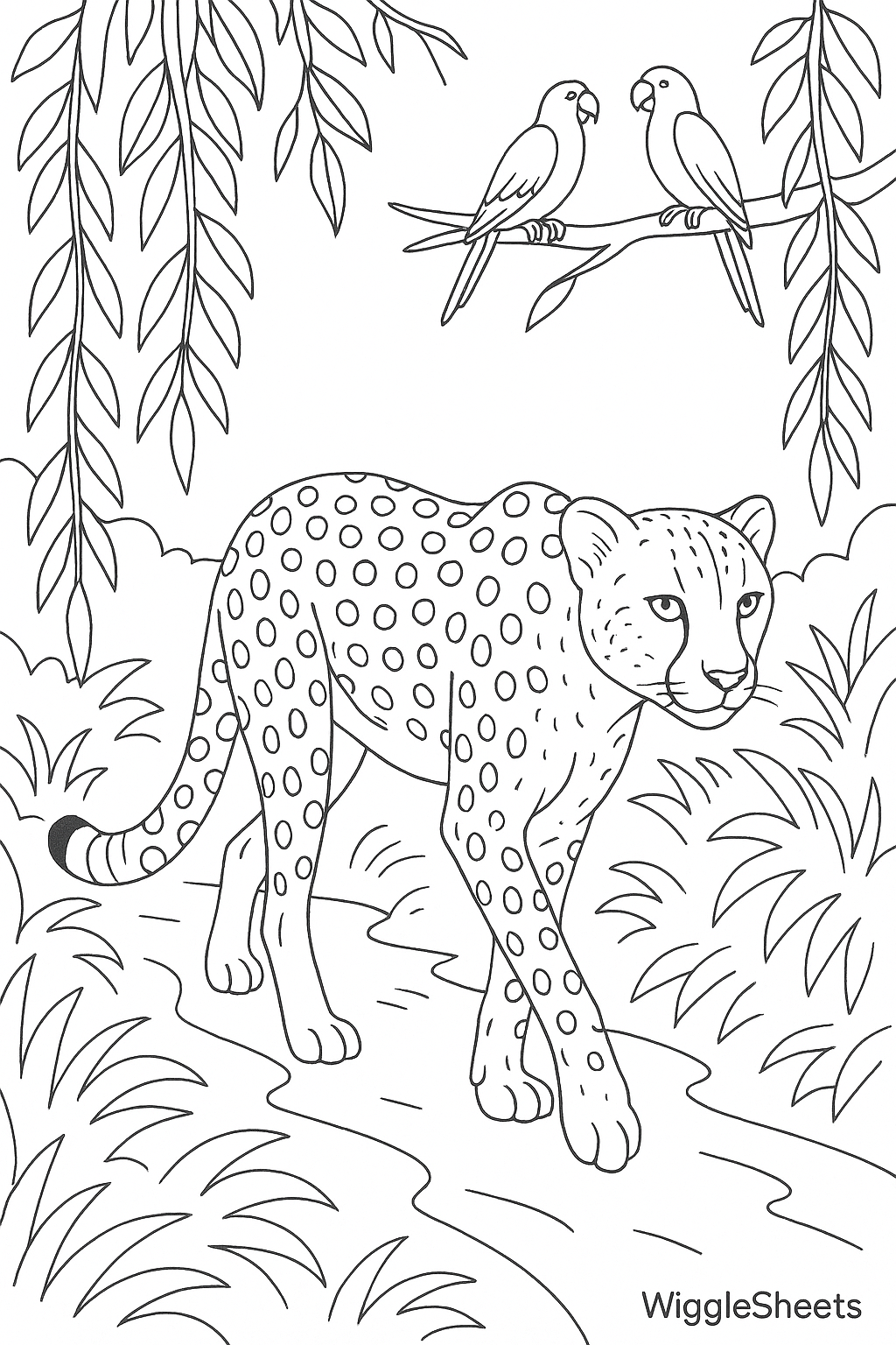 Cheetah Vine Trail Coloring Page