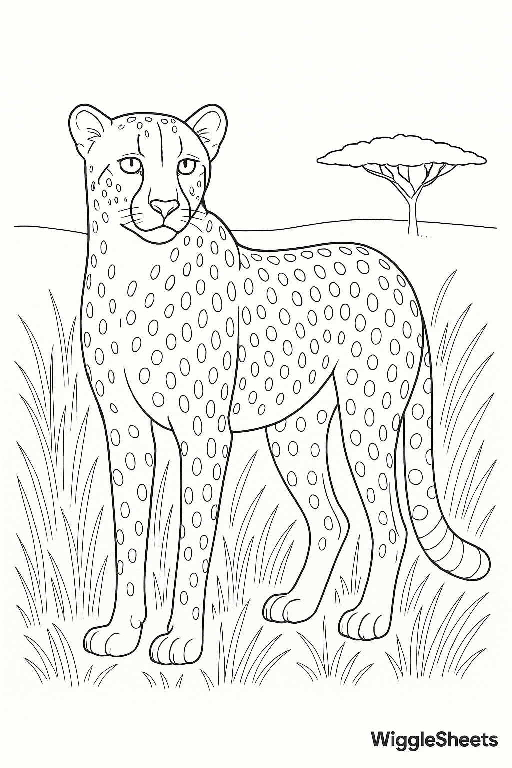 Realistic Cheetah Coloring Page