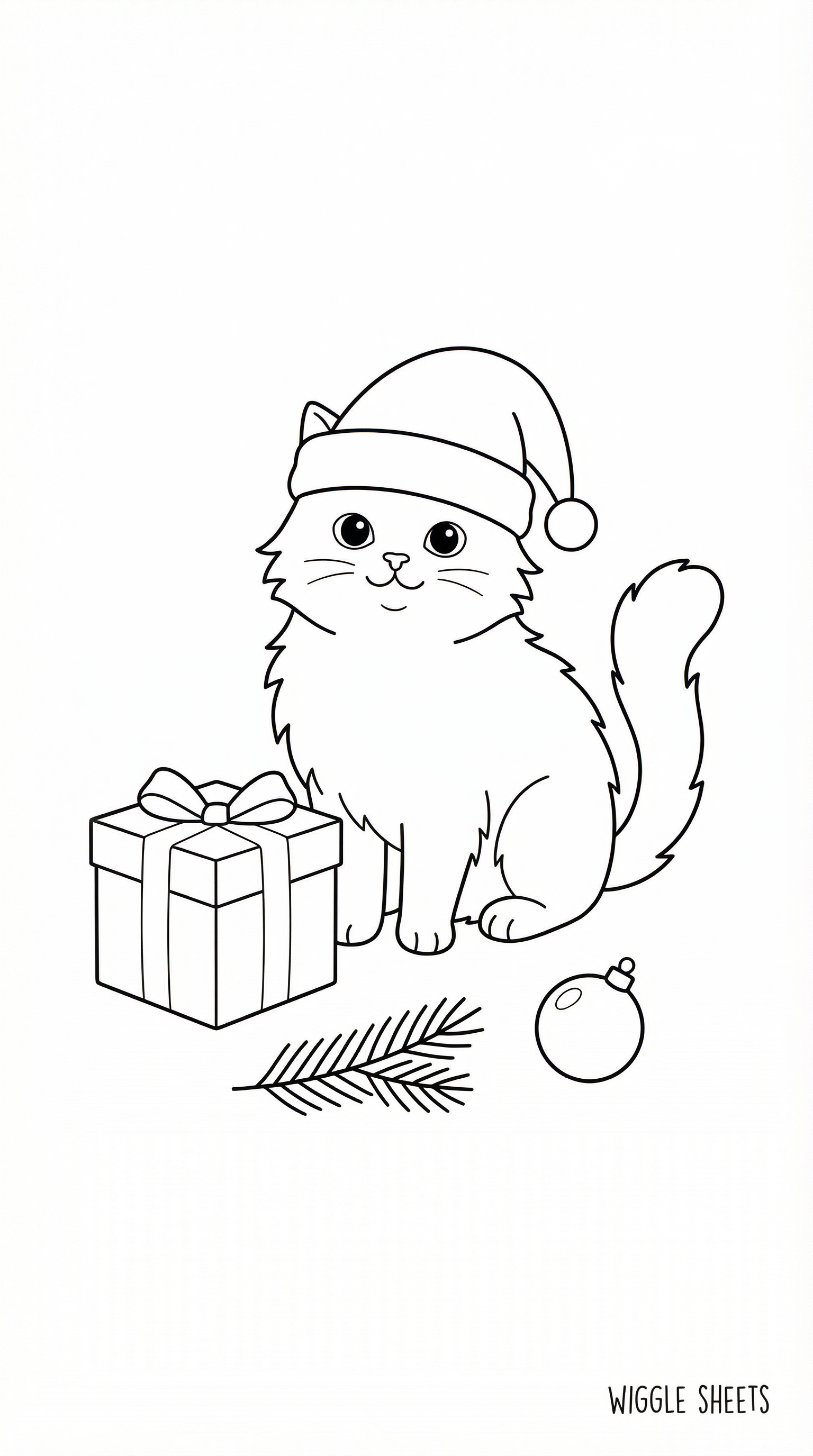 Christmas Cat Coloring Page