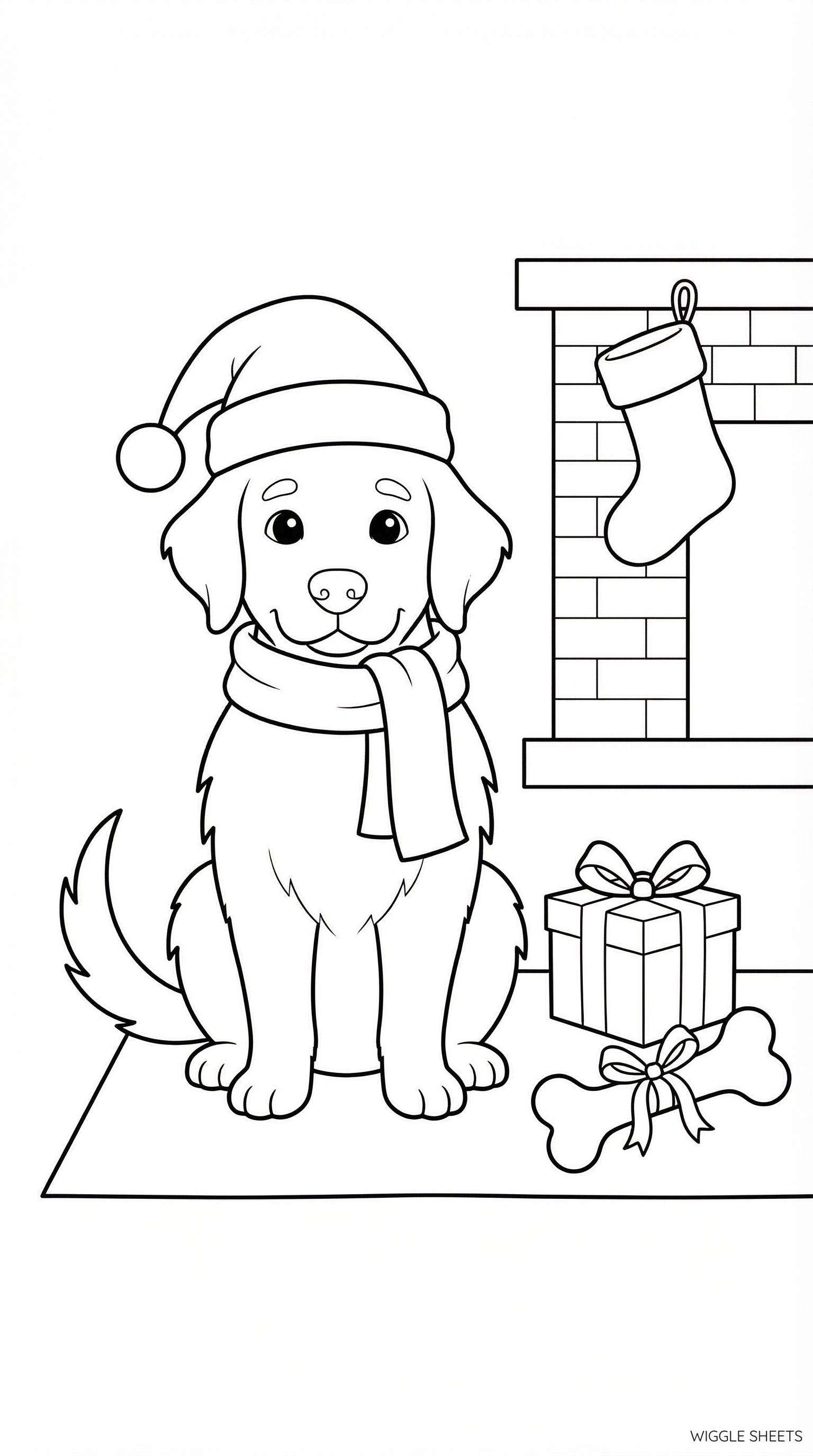 Christmas Dog Coloring Page
