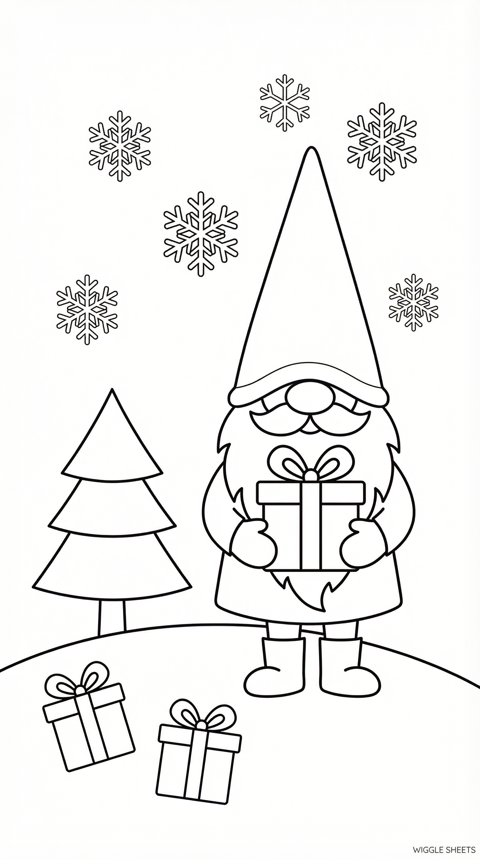 Christmas Gnome Coloring Page
