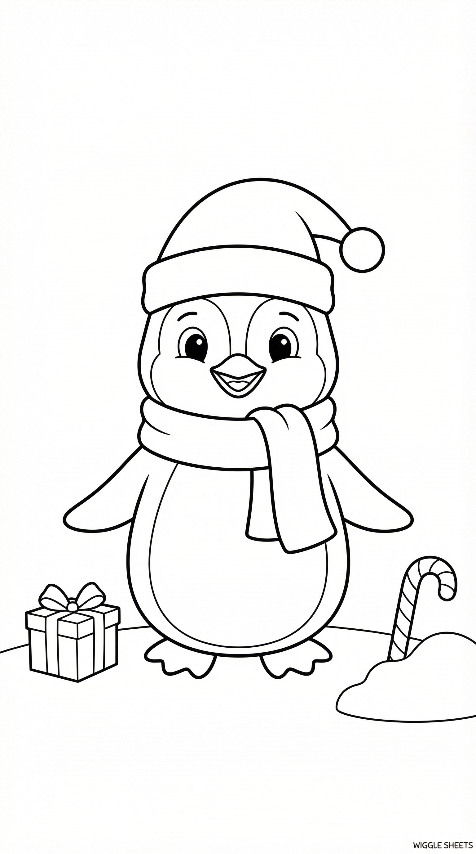 Christmas Penguin Coloring Page