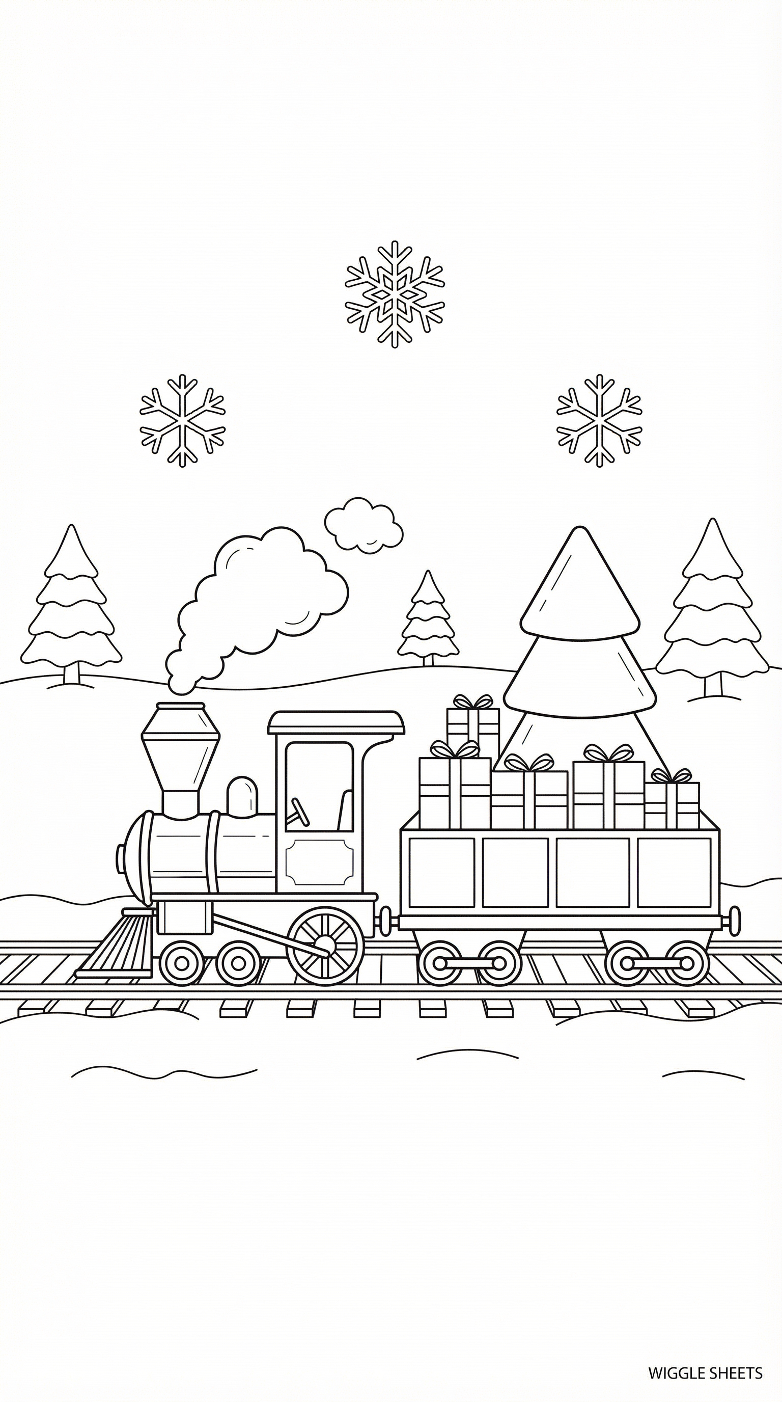 Christmas Train Coloring Page