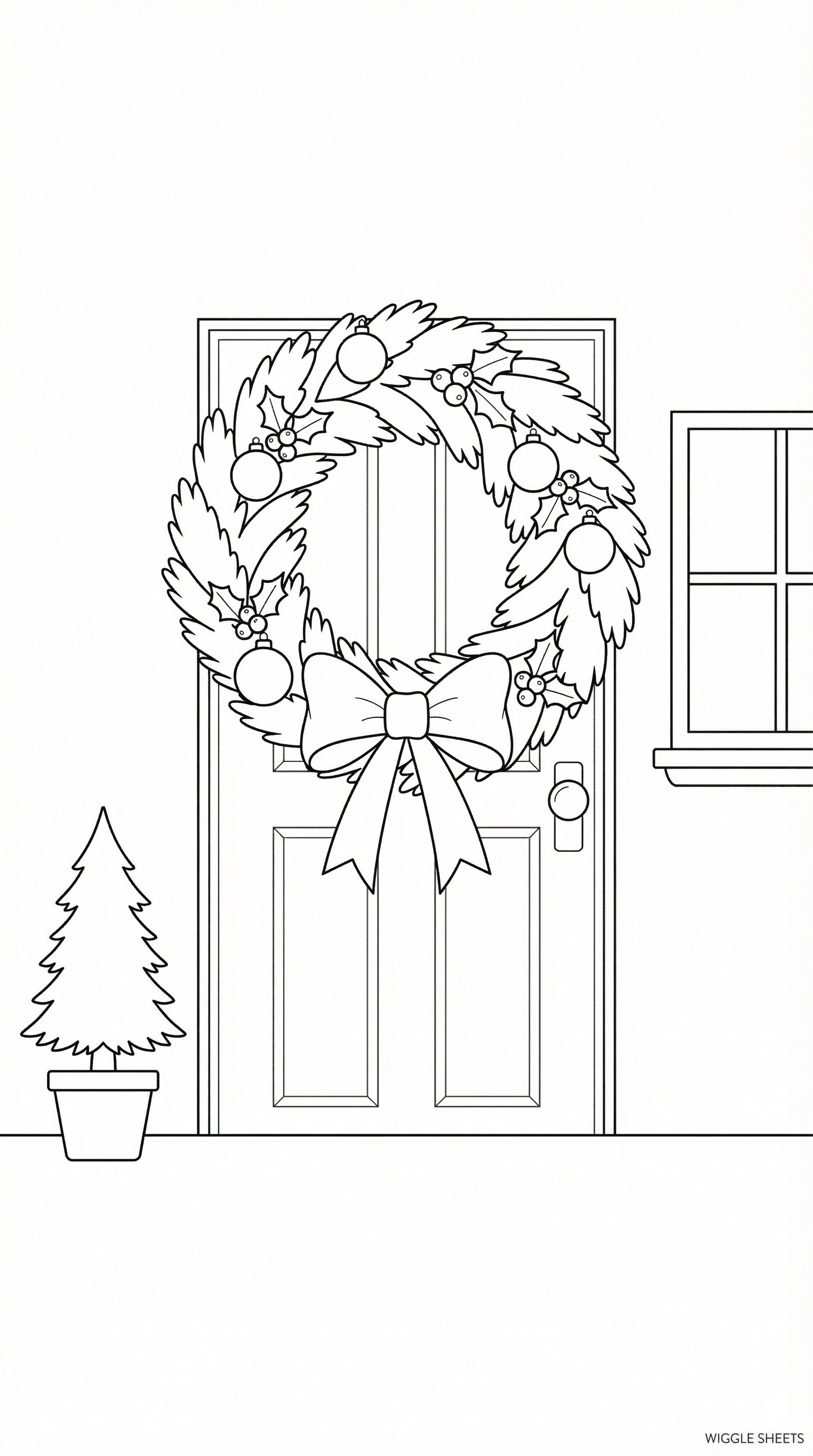 Christmas Wreath Coloring Page