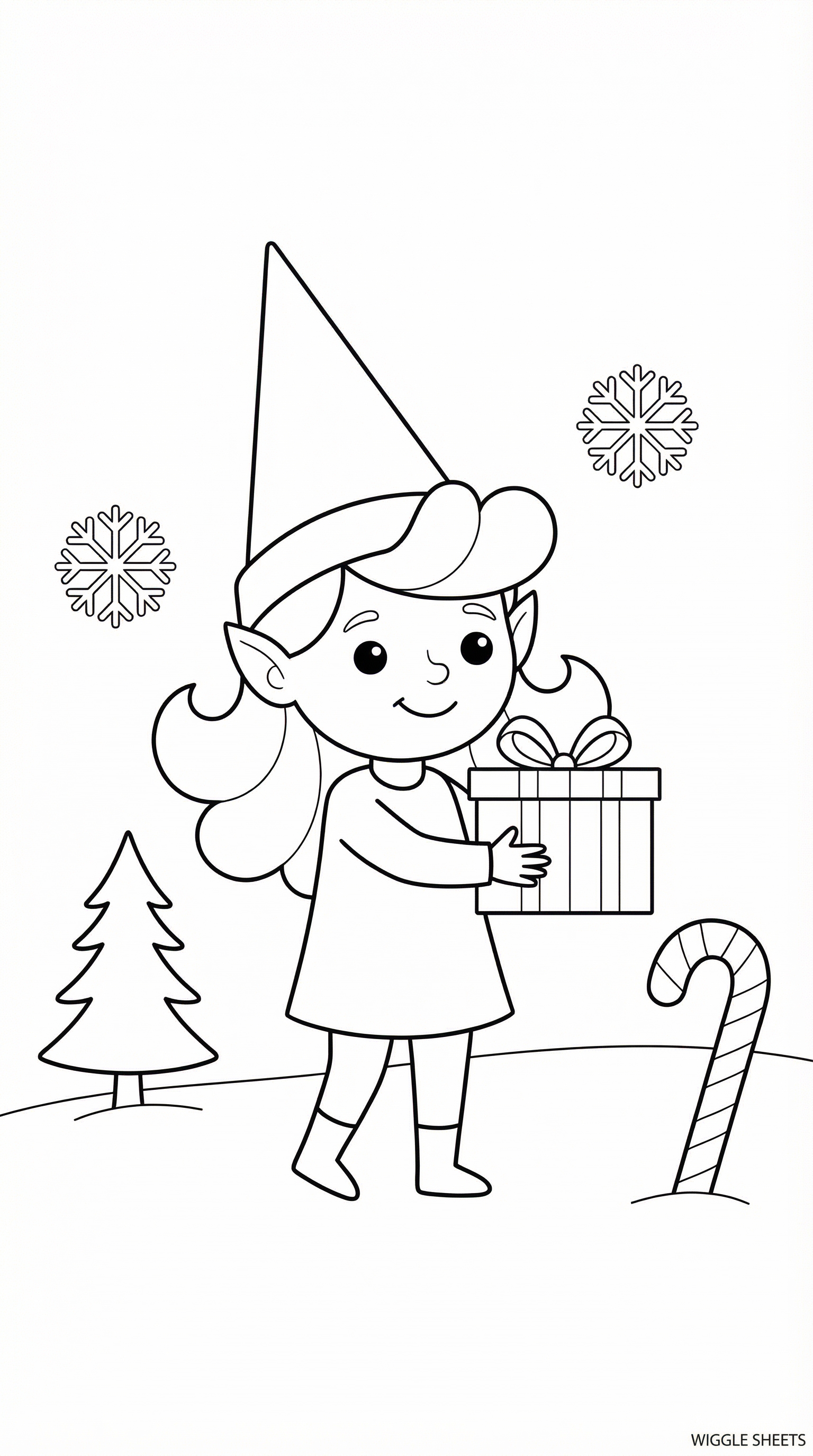 Cute Elf Coloring Page