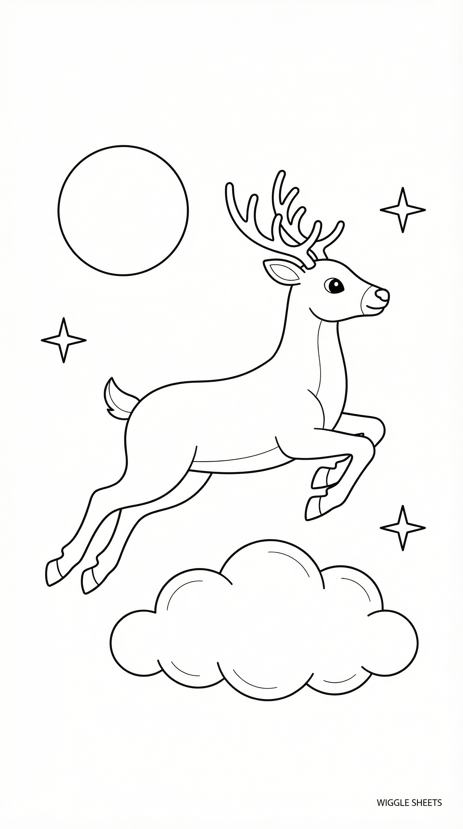 Flying Reindeer Coloring Page