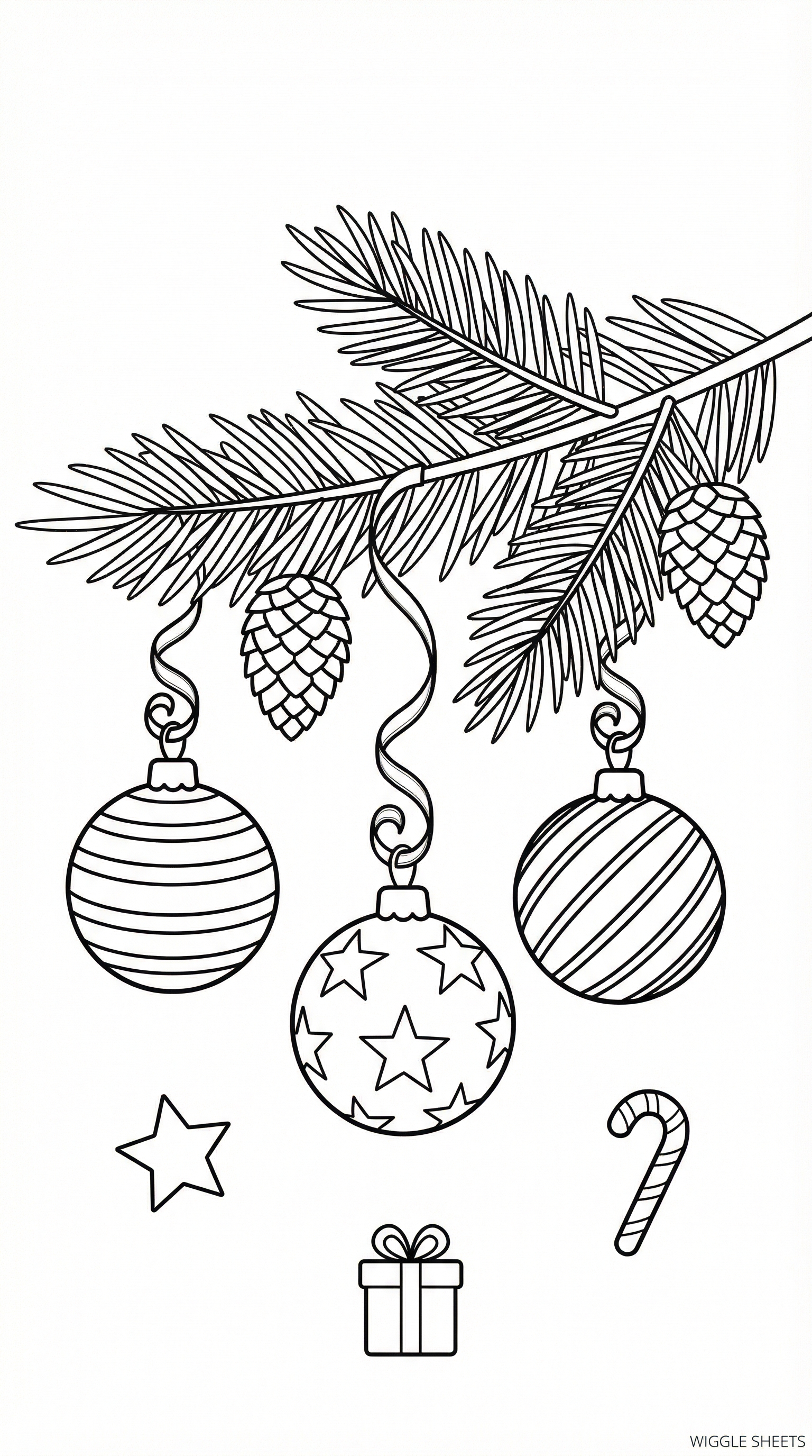 Hanging Ornaments Coloring Page