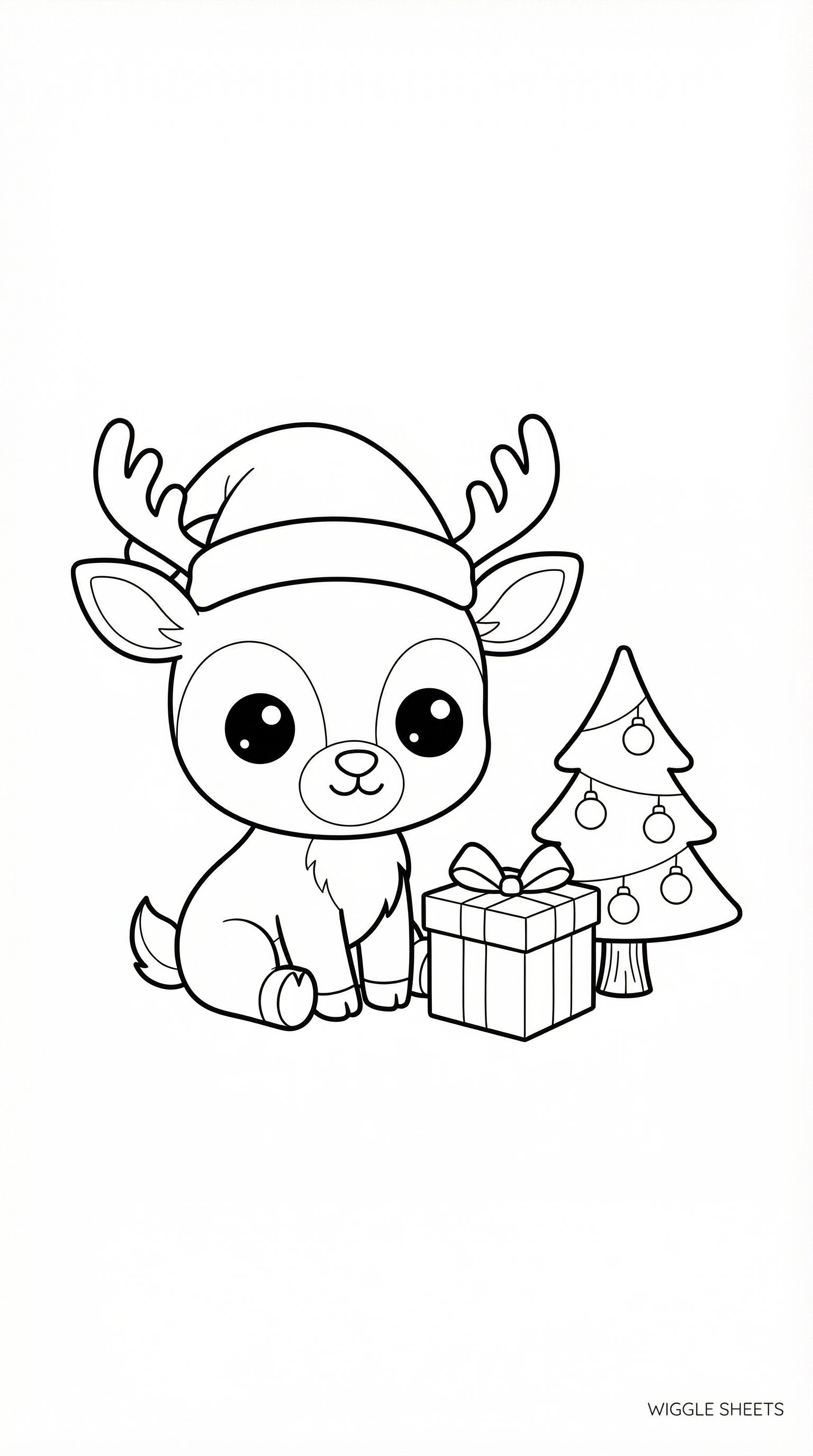 Kawaii Cute Christmas Coloring Page