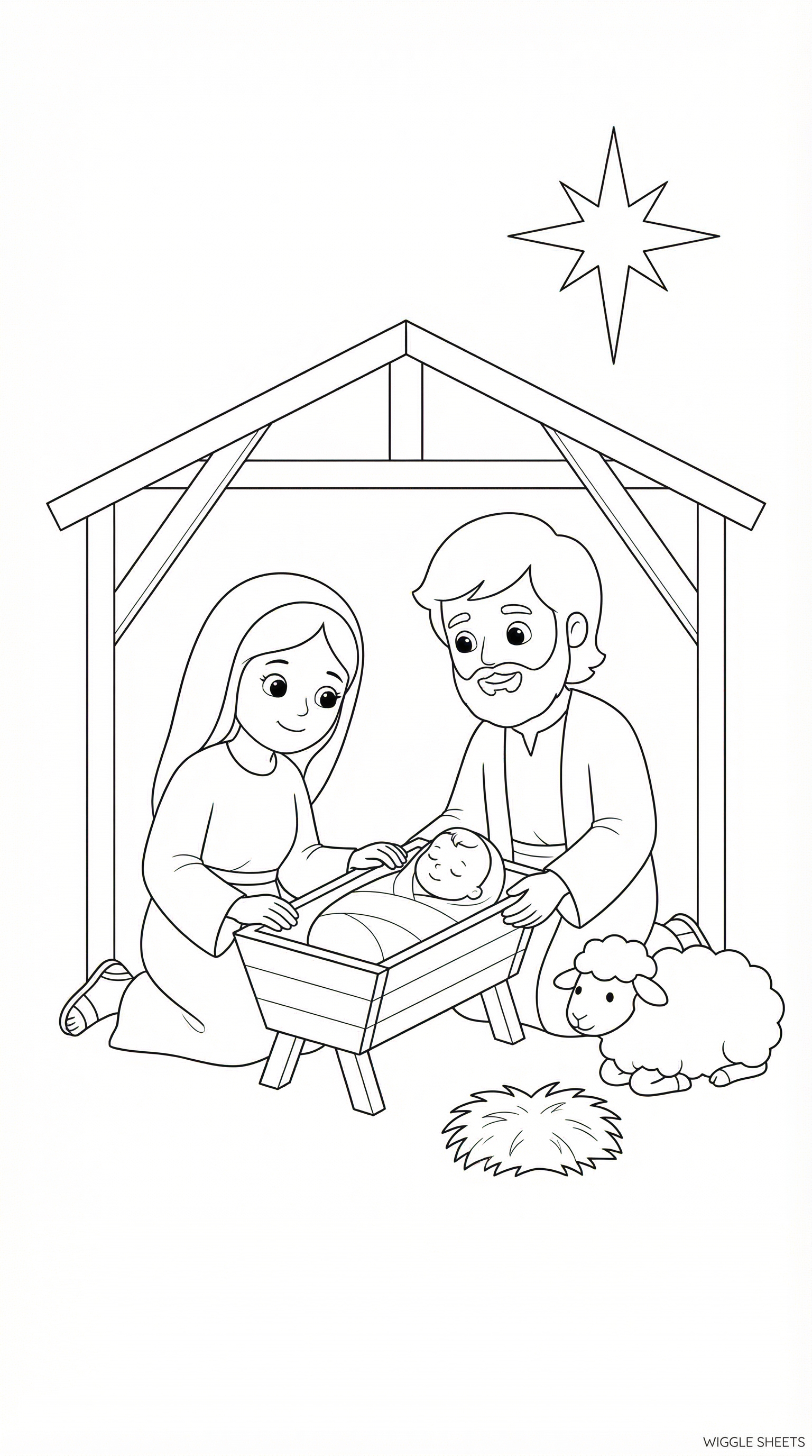 Nativity Scene Coloring Page