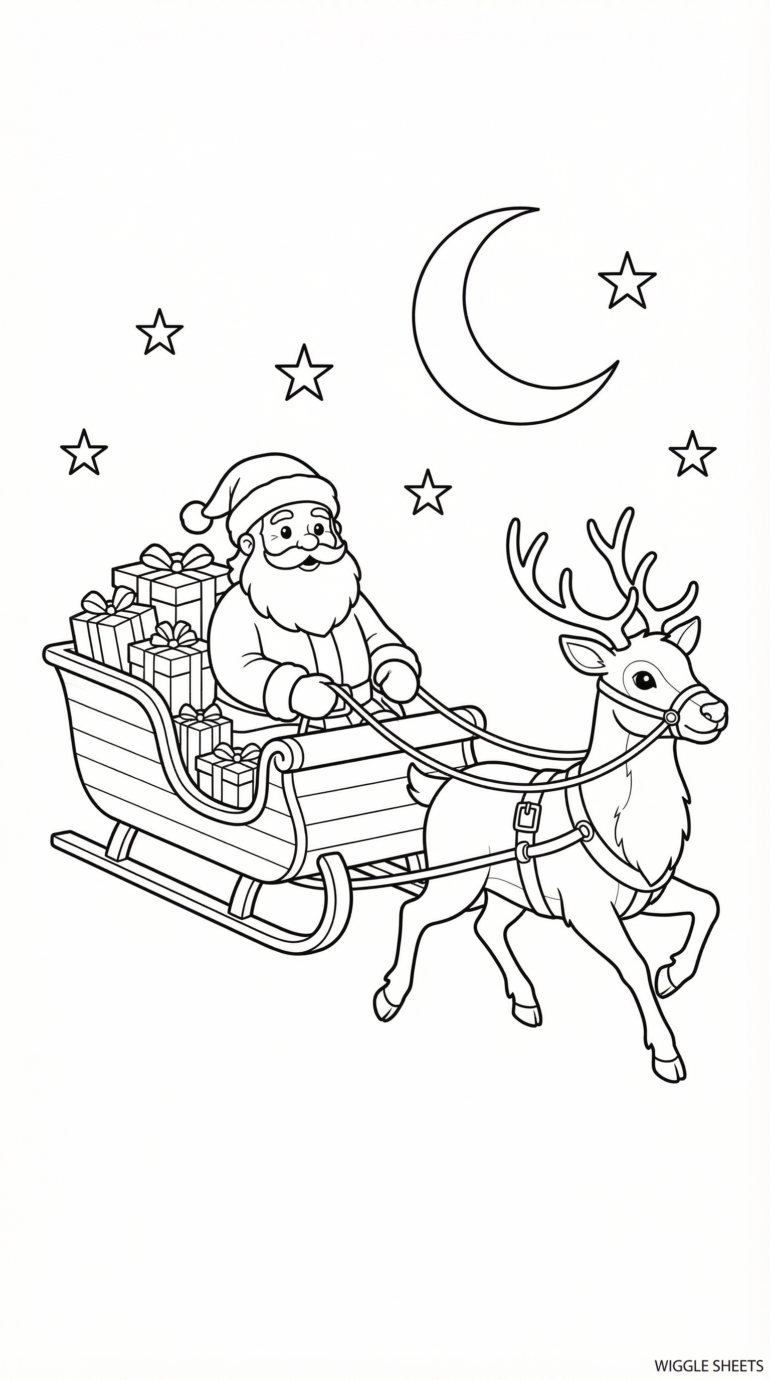 Santa Sleigh Coloring Page