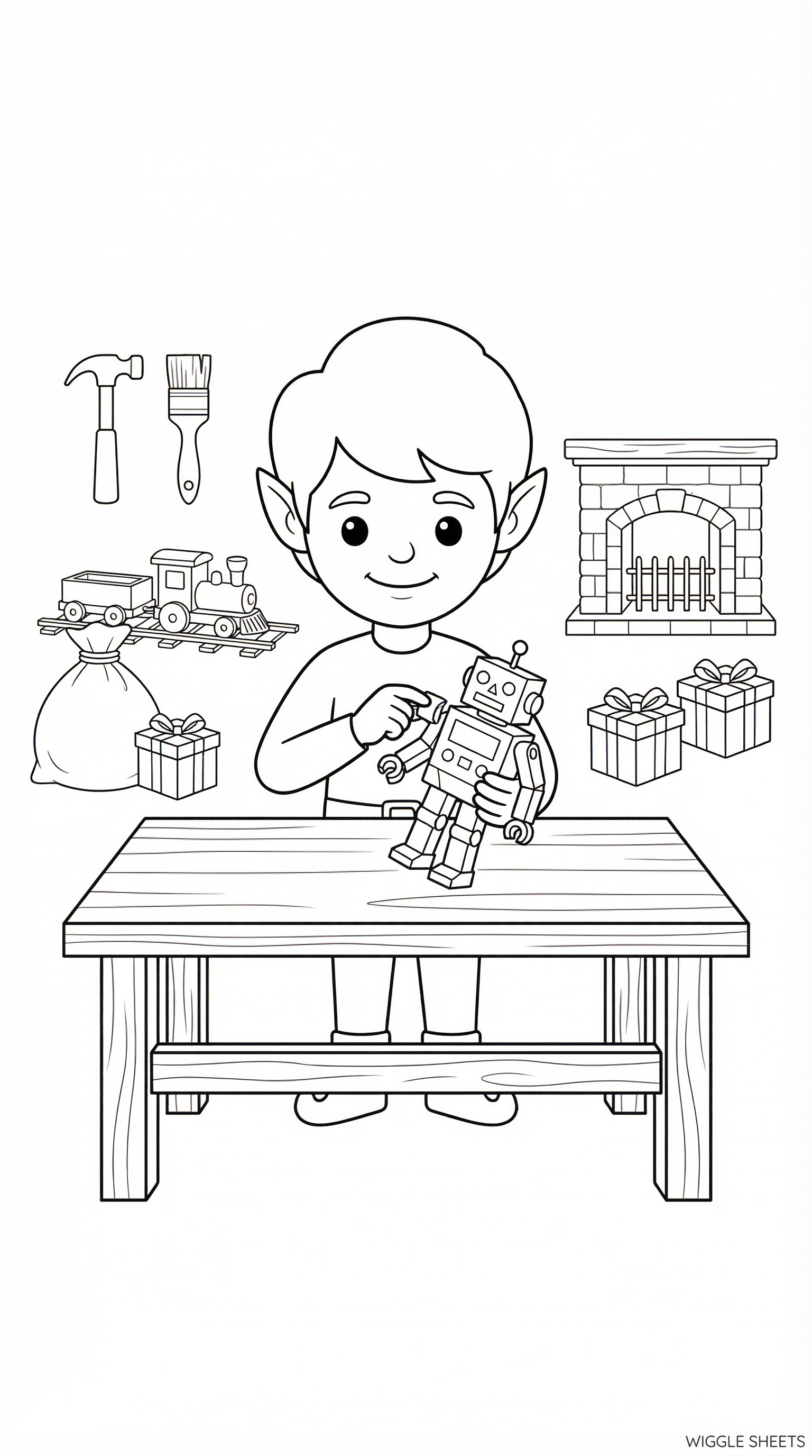 Santa Workshop Coloring Page