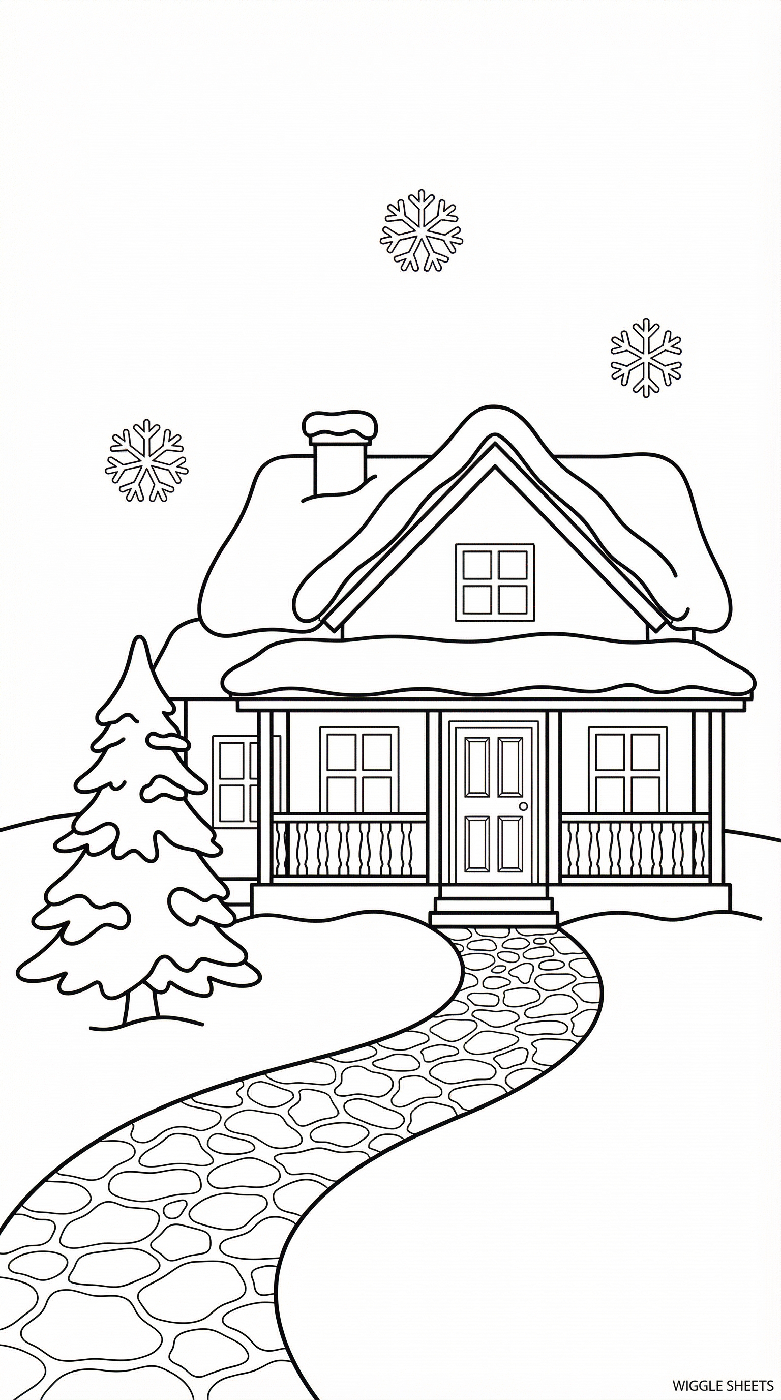 Snowy House Coloring Page