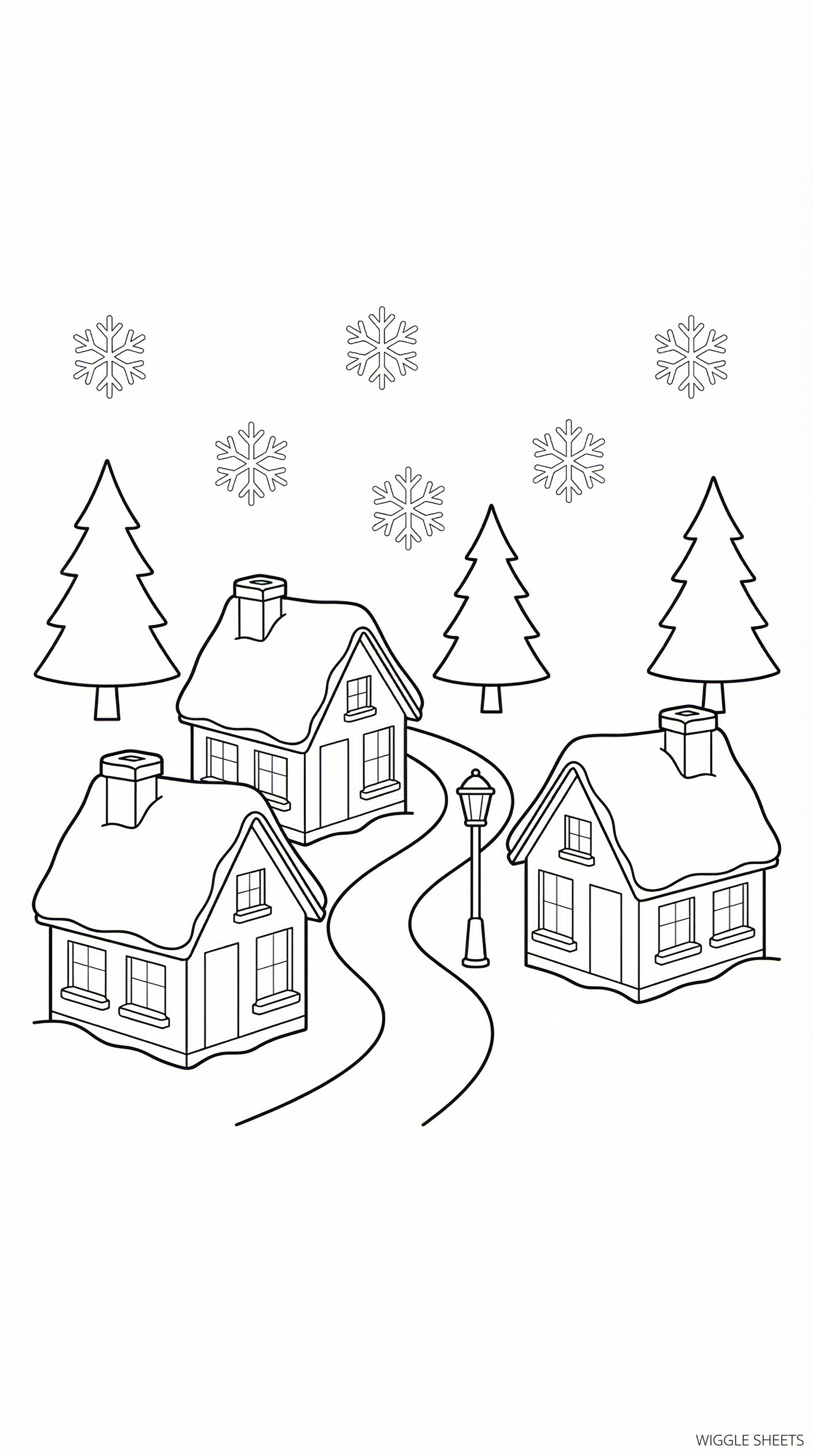 Winter Village Coloring Page