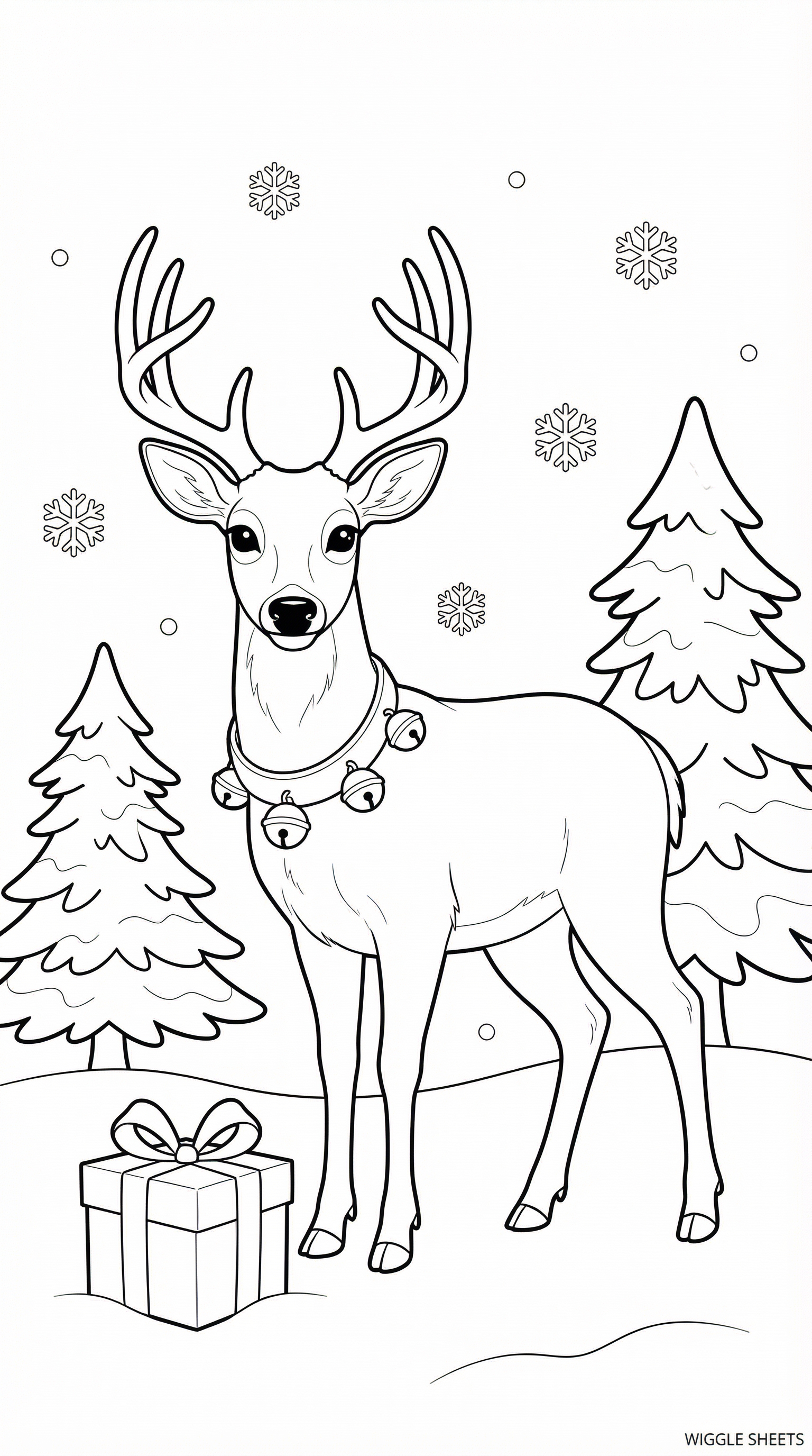 Christmas Deer Coloring Page