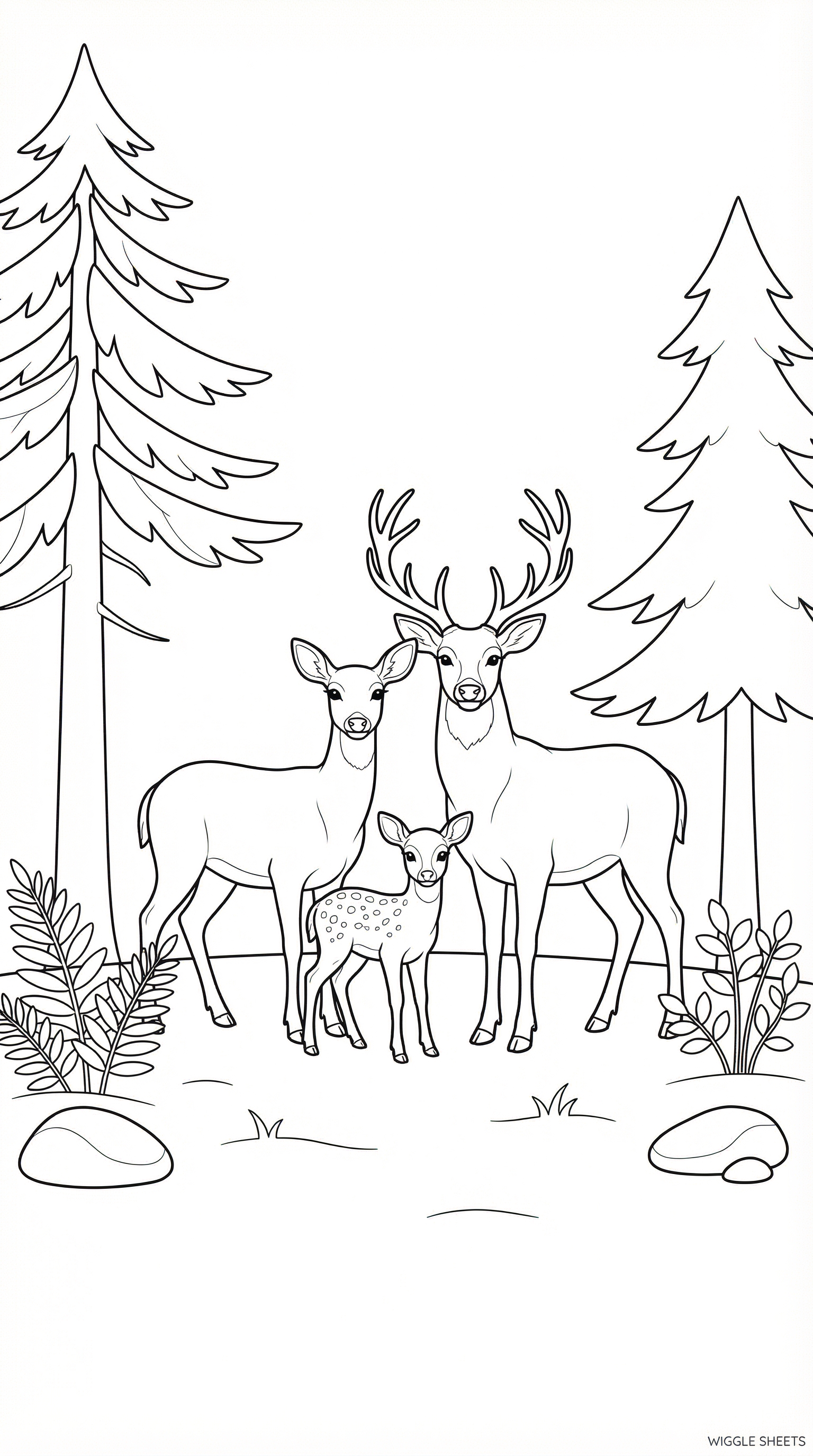 Deer Family Coloring Page