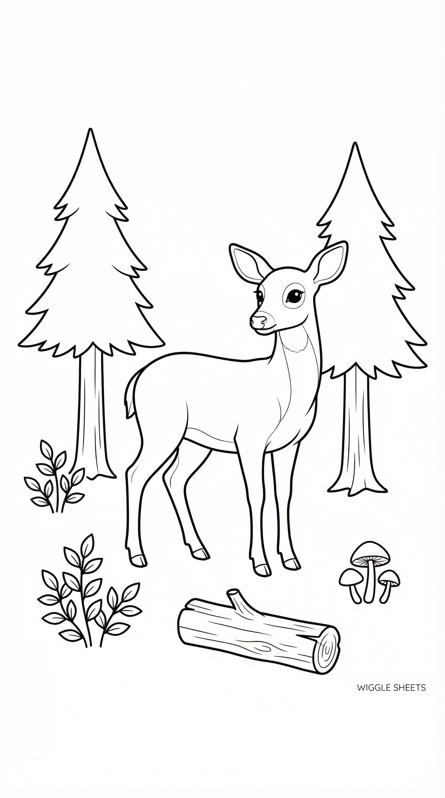 Deer in Forest Coloring Page