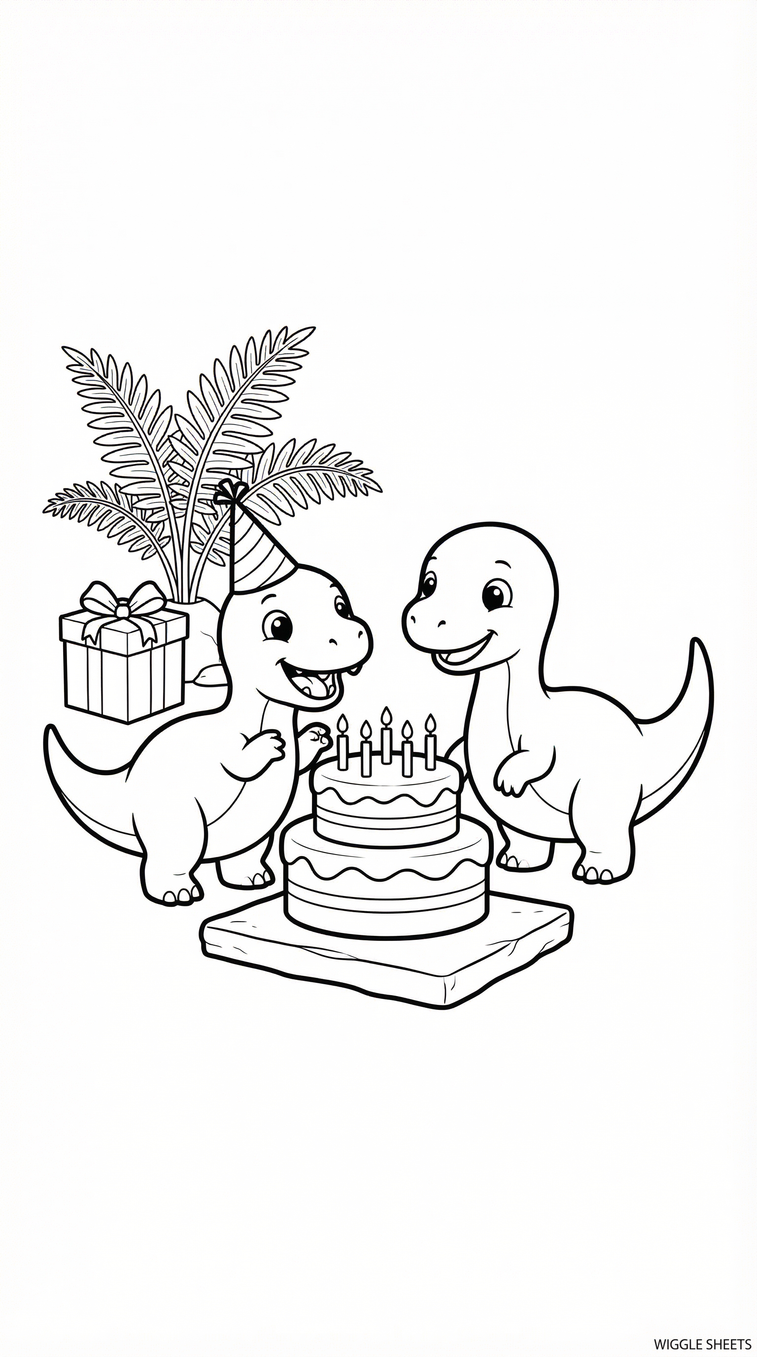 Baby Dinosaurs Birthday Party Coloring Page