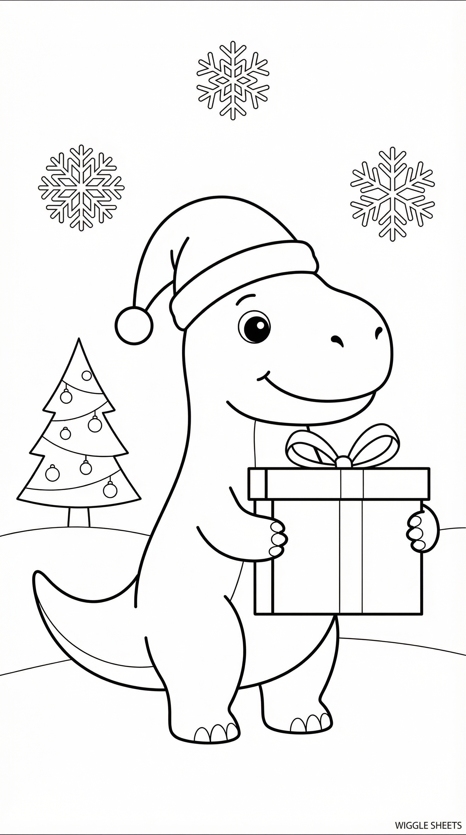 Christmas Dinosaur Coloring Page