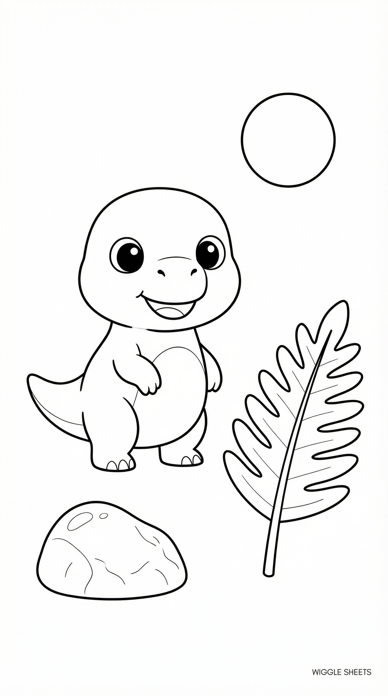 Cute Kawaii Dinosaur Coloring Page