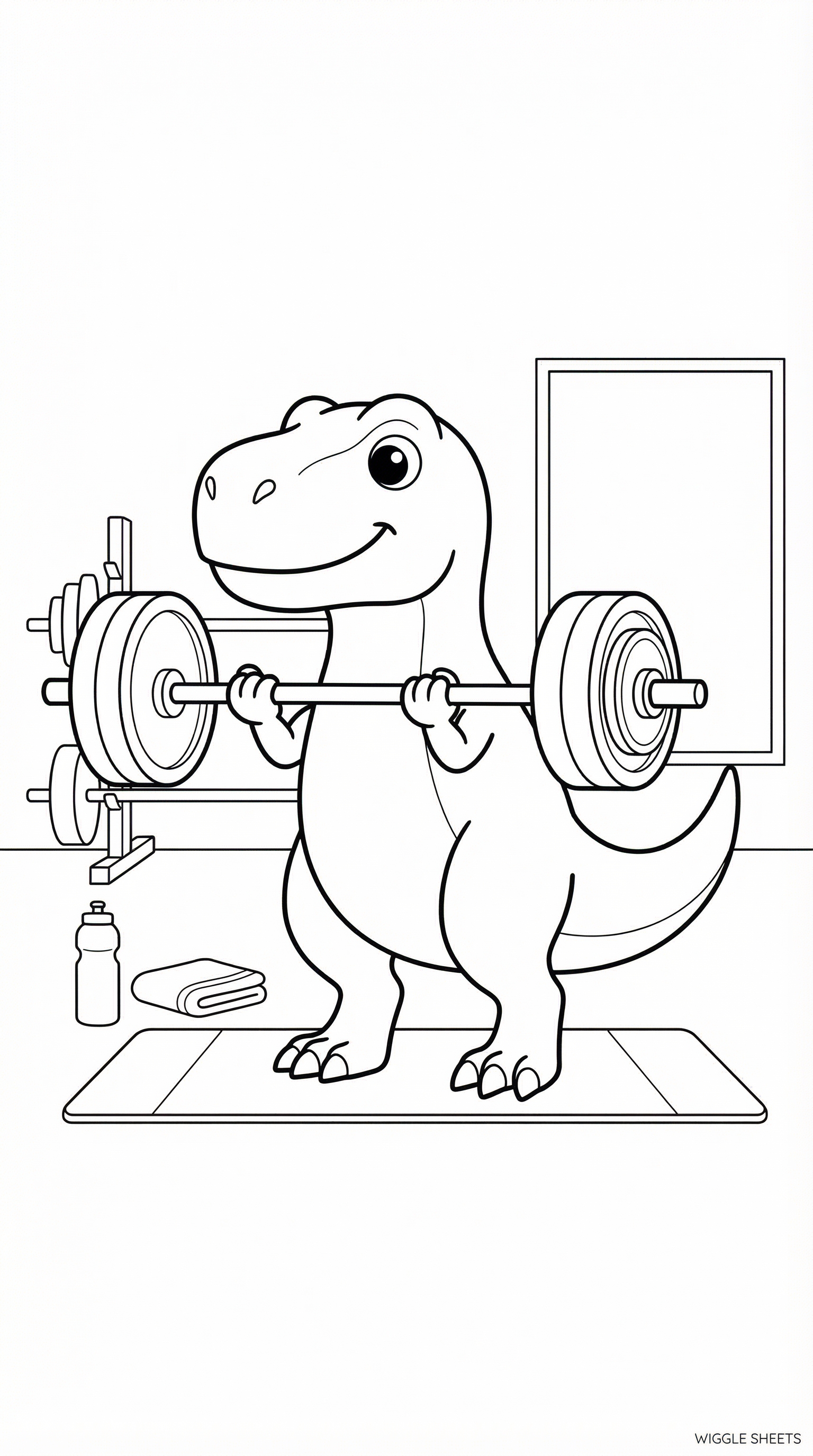 Dinosaur Gym Workout Coloring Page