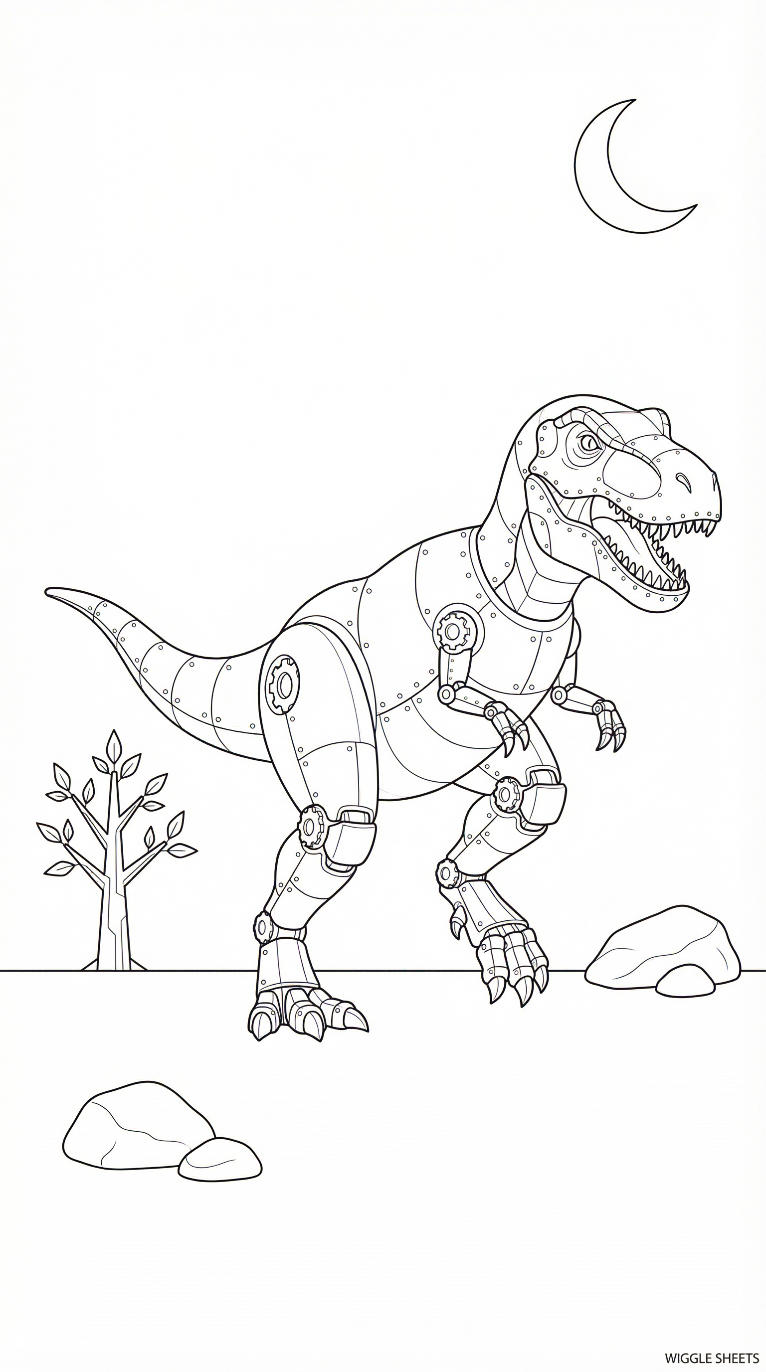 Dinosaur Robot Coloring Page
