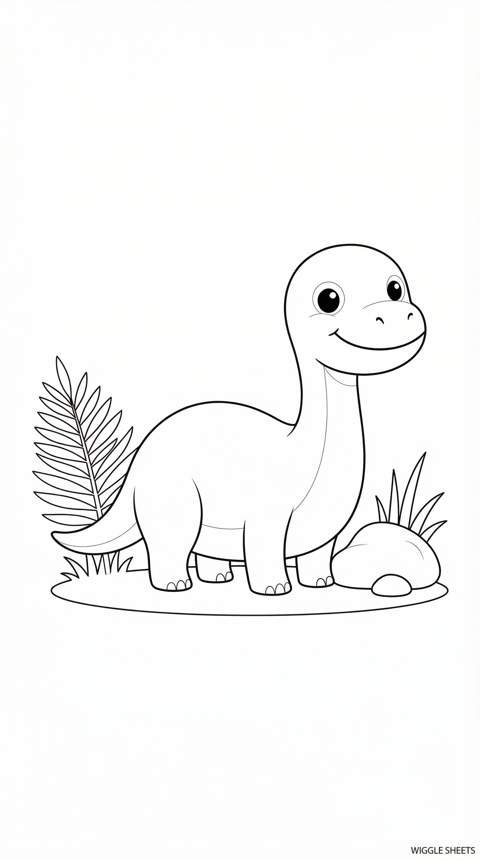 Easy Cute Dinosaur Coloring Page