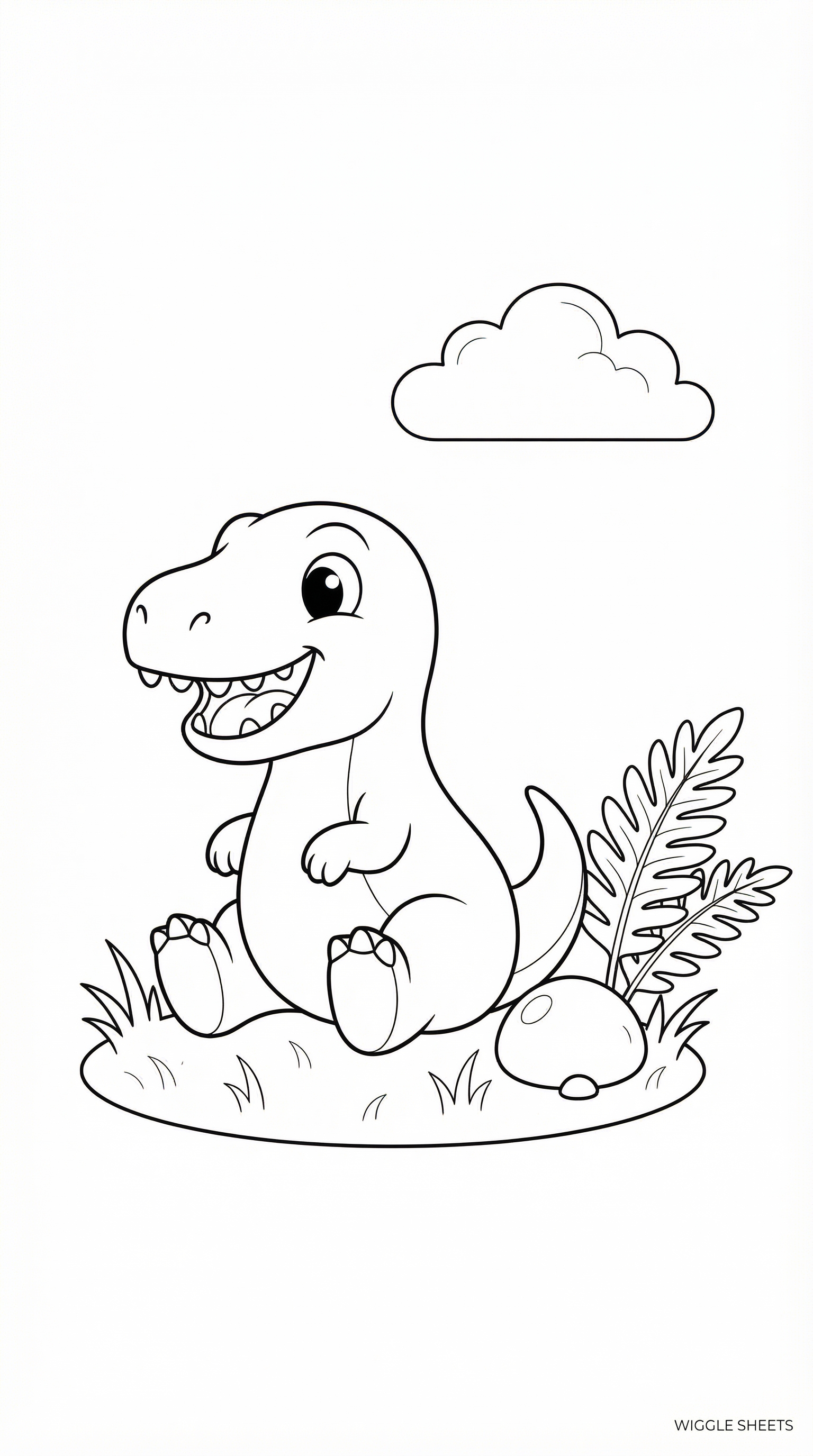 Kawaii Dinosaur Coloring Page