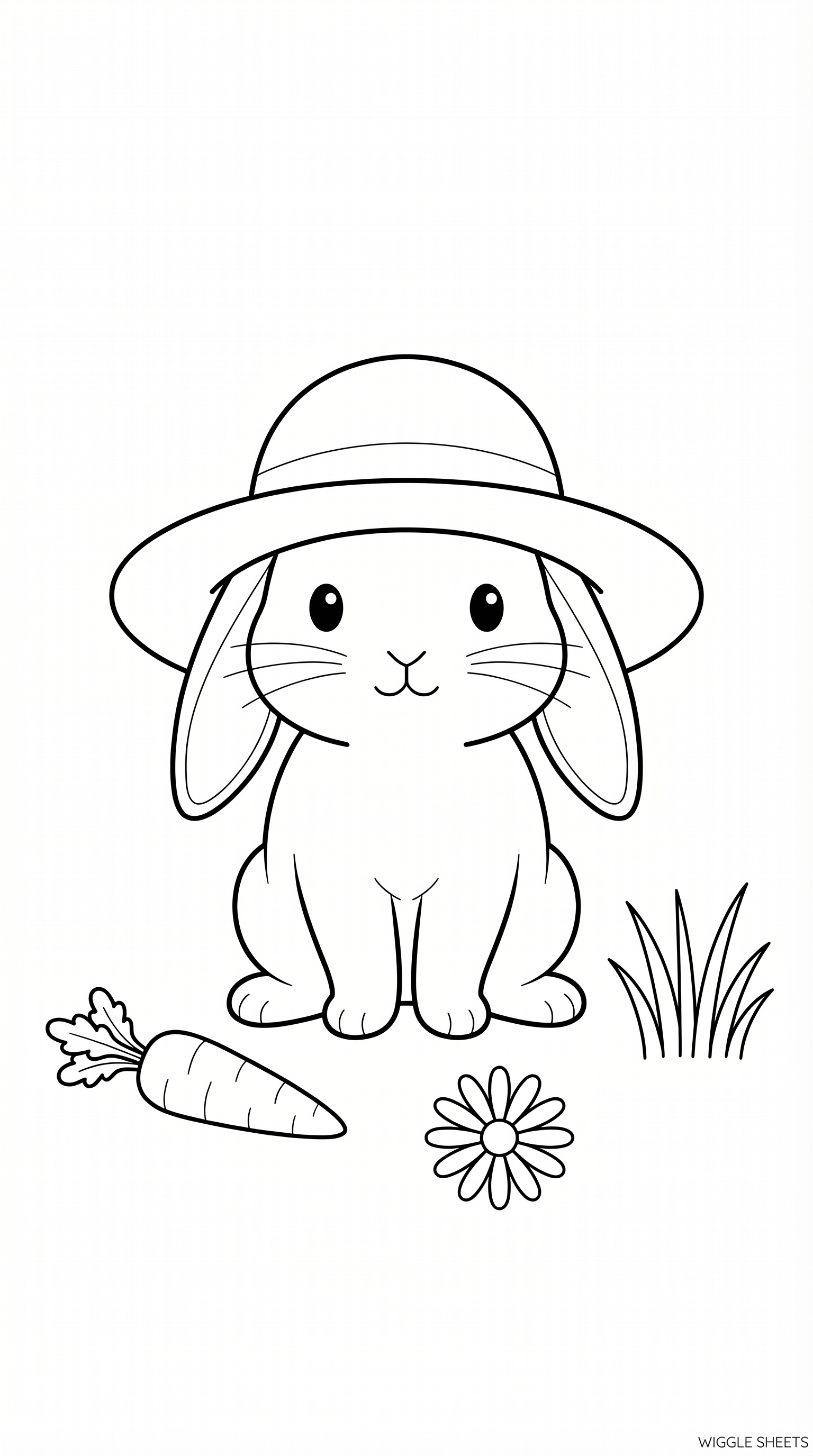Bunny with Hat Coloring Page
