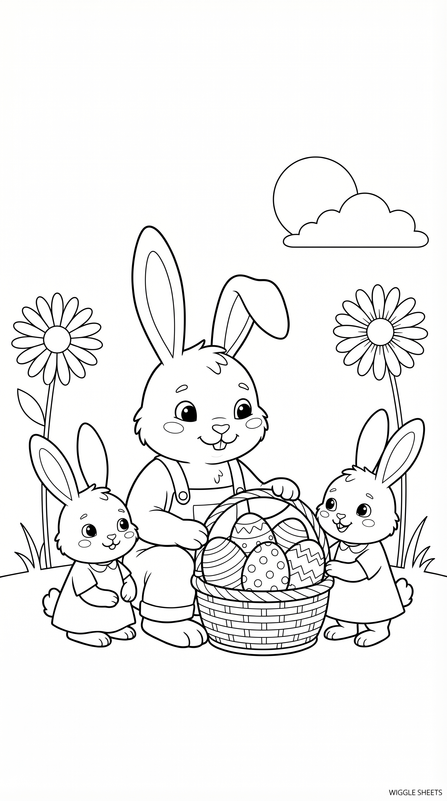 Easter Bunny Family Coloring Page