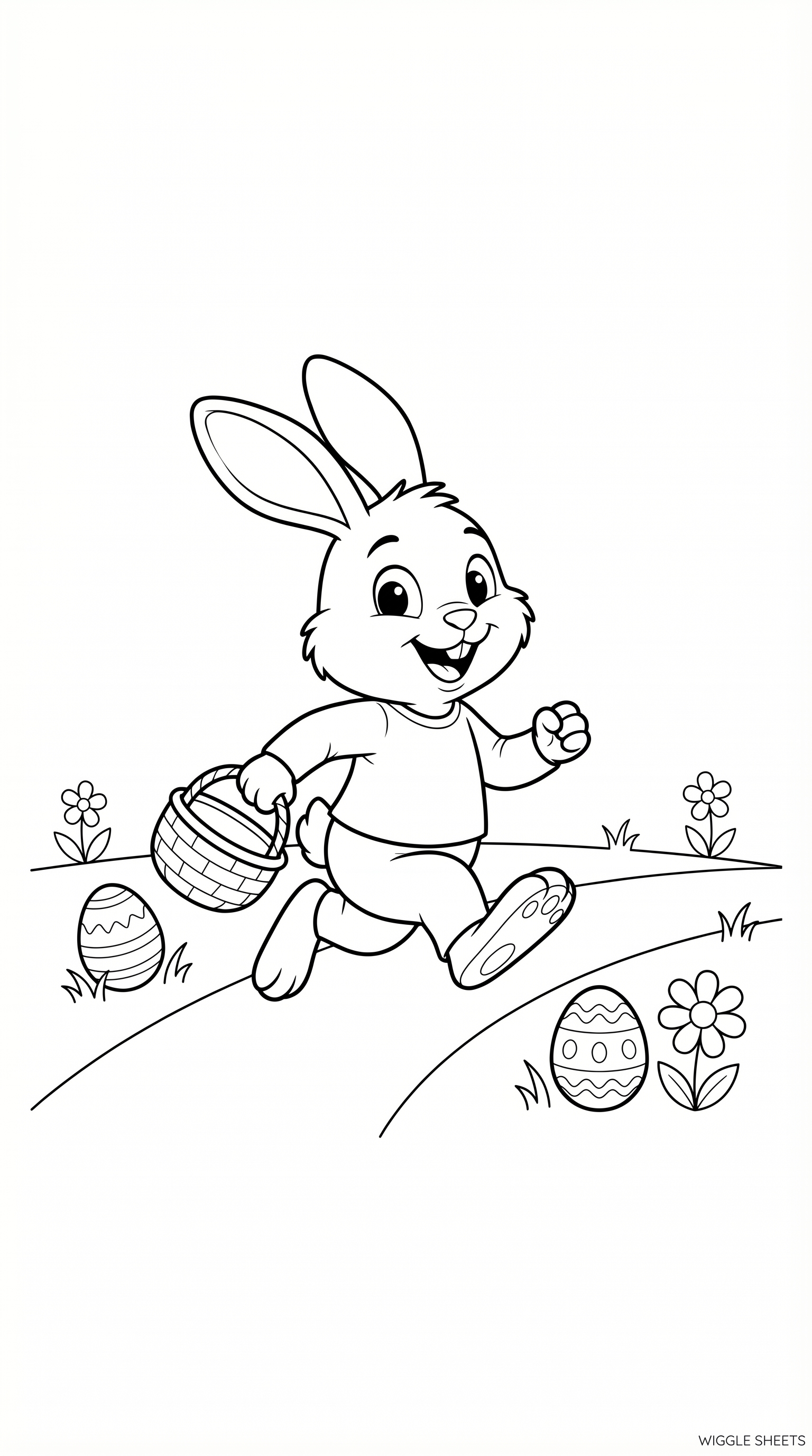 Easter Bunny Running Coloring Page