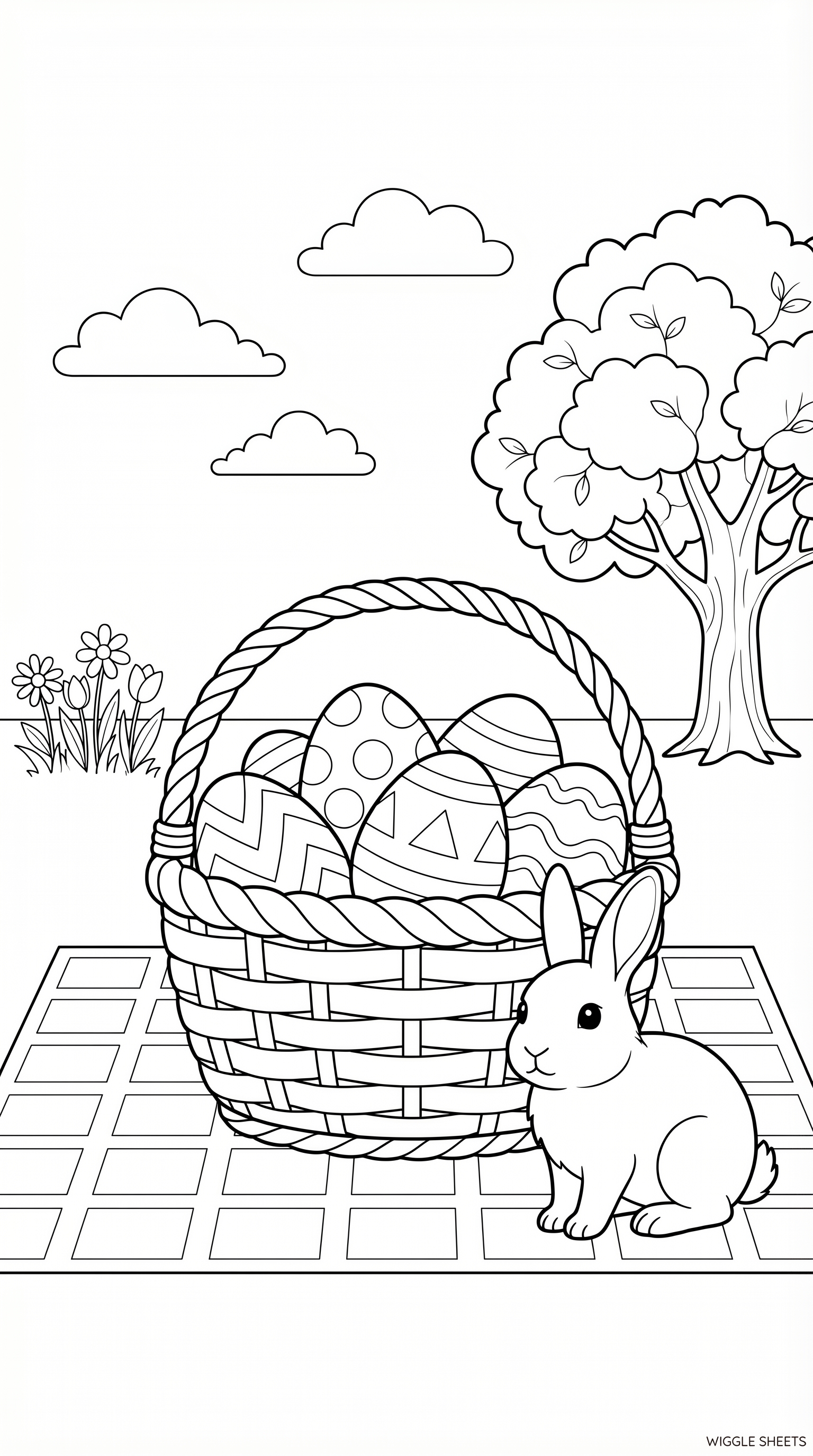 Easter Picnic Coloring Page