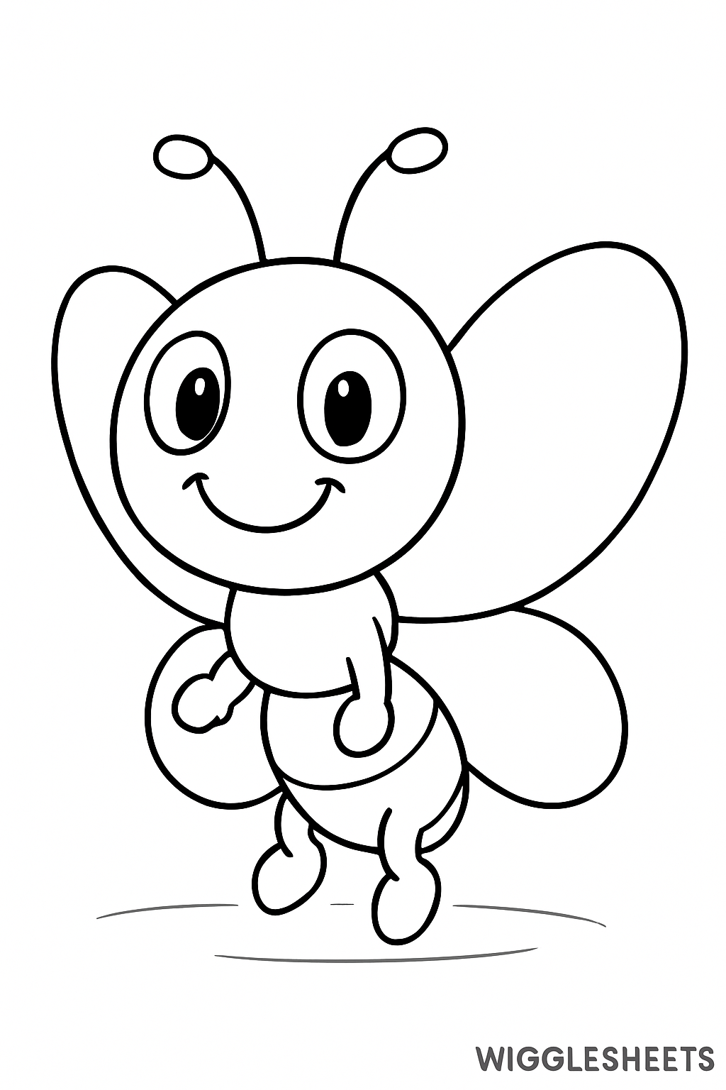 Smiling Baby Butterfly Outline Coloring Page