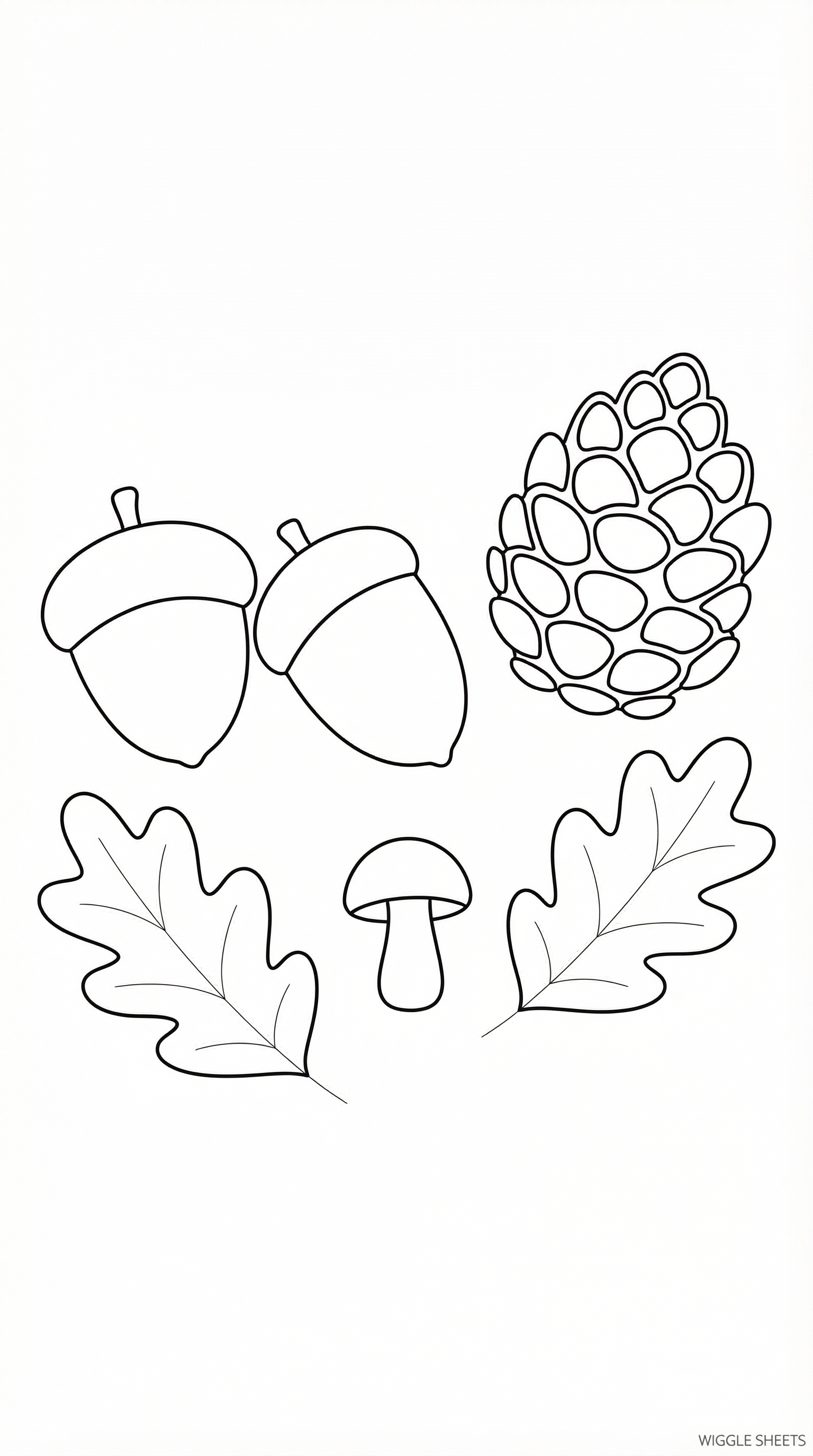 Acorns and Pinecons Coloring Page