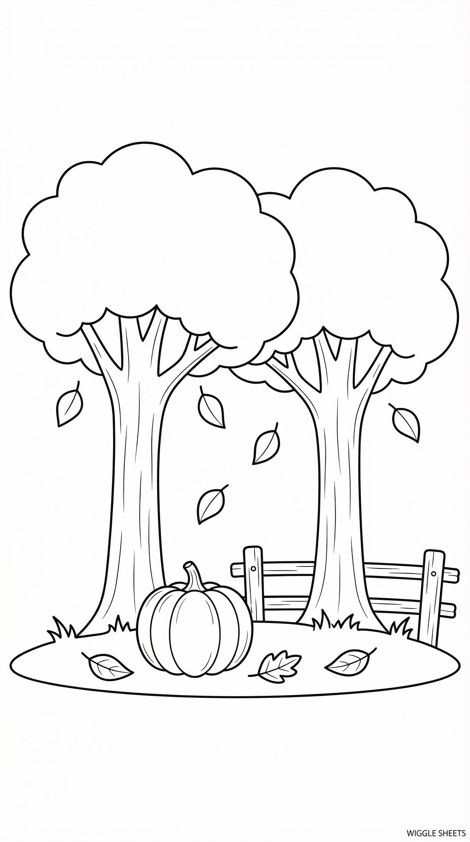 Autumn Trees Coloring Page