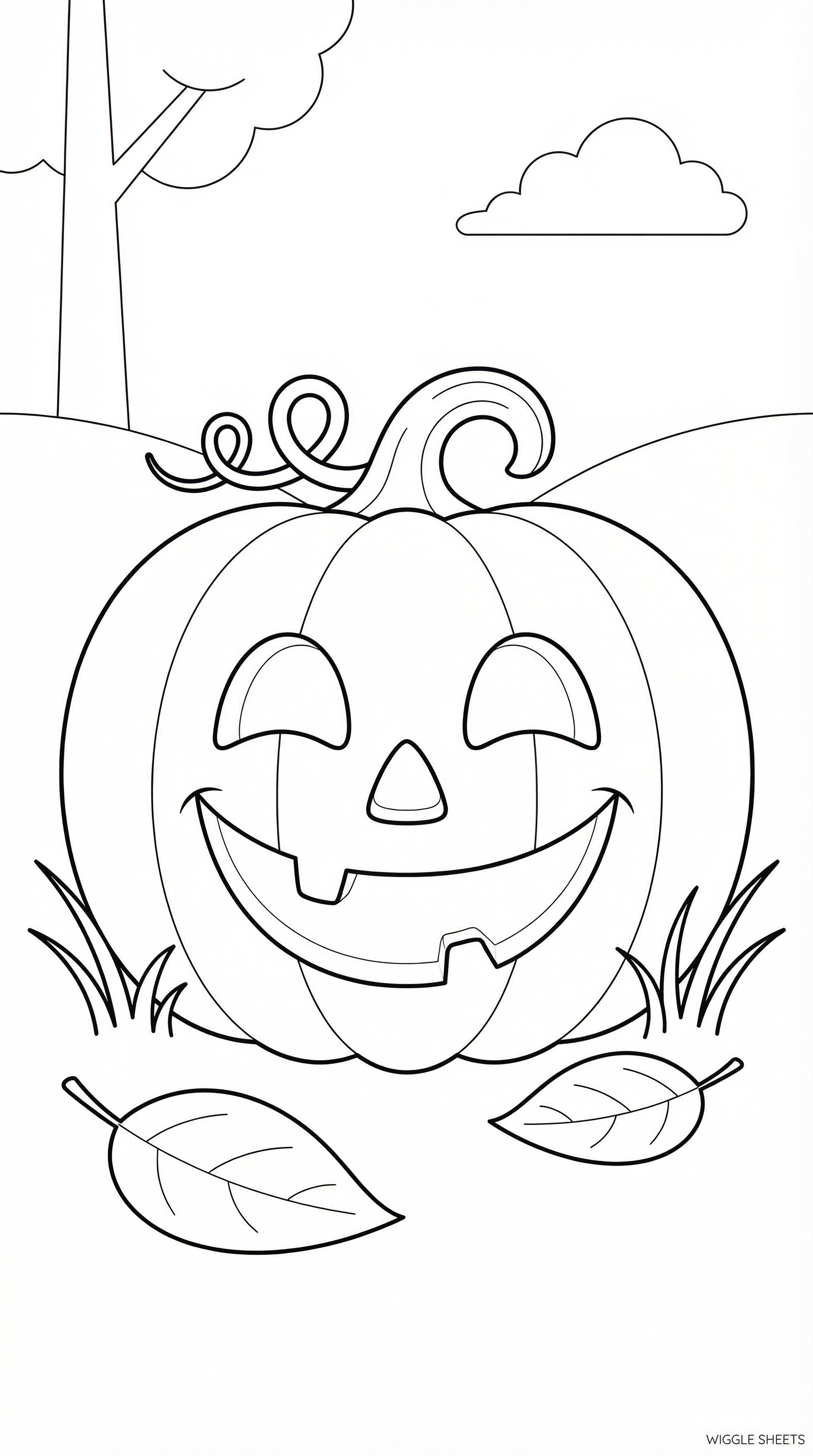 Cute Cartoon Pumpkin Face Coloring Page