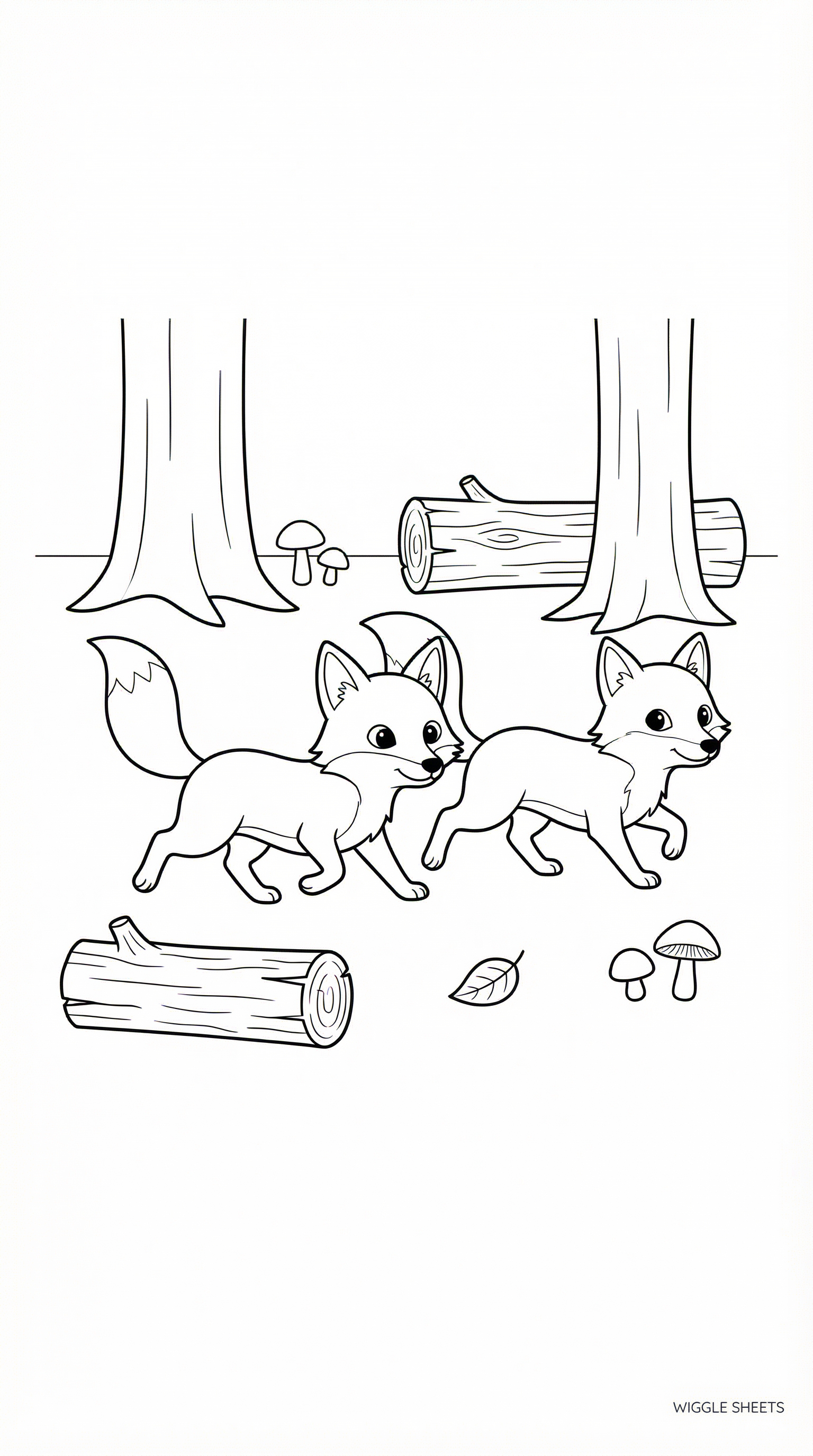 Foxes in autumn forests Coloring Page