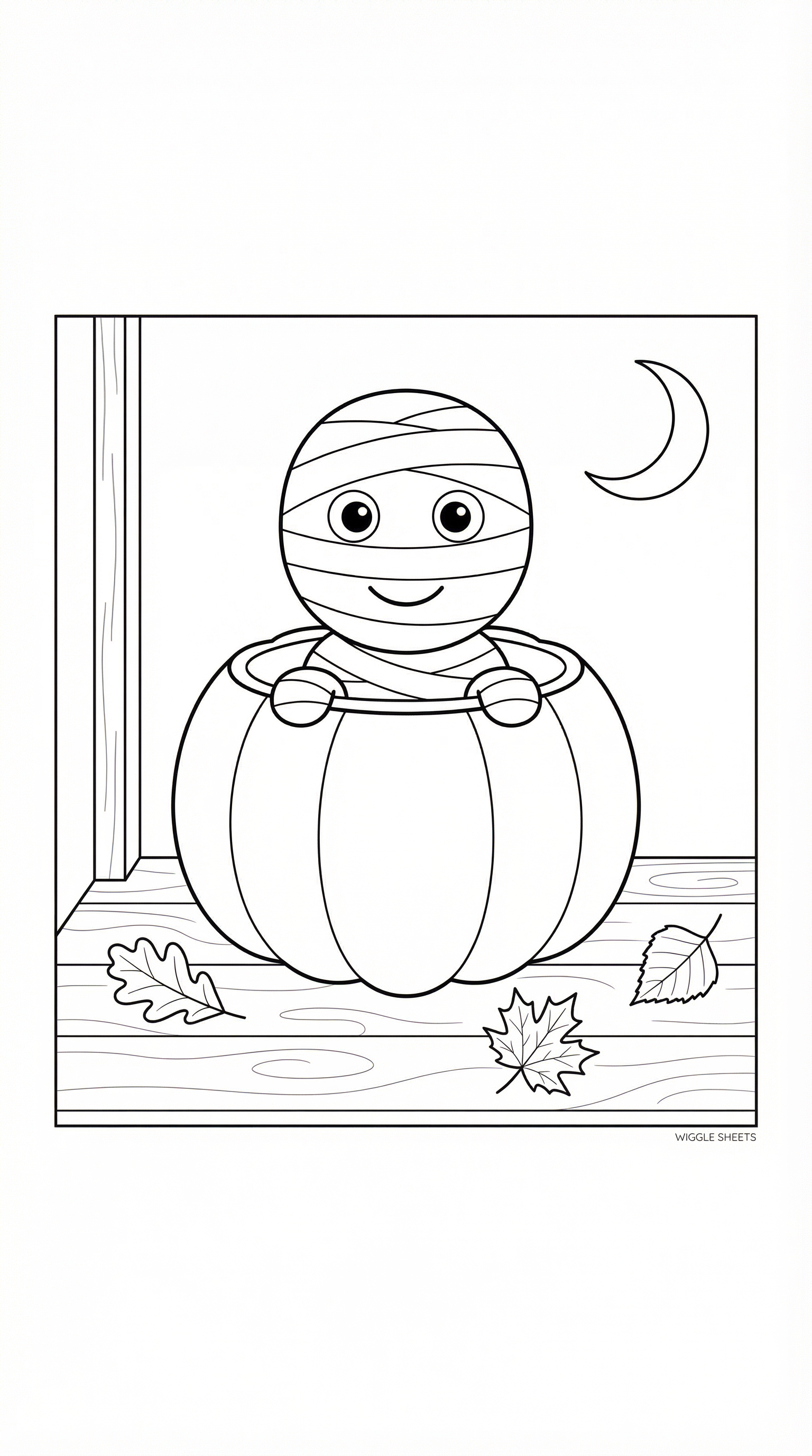 Halloween Mummy in Pumpkin Coloring Page