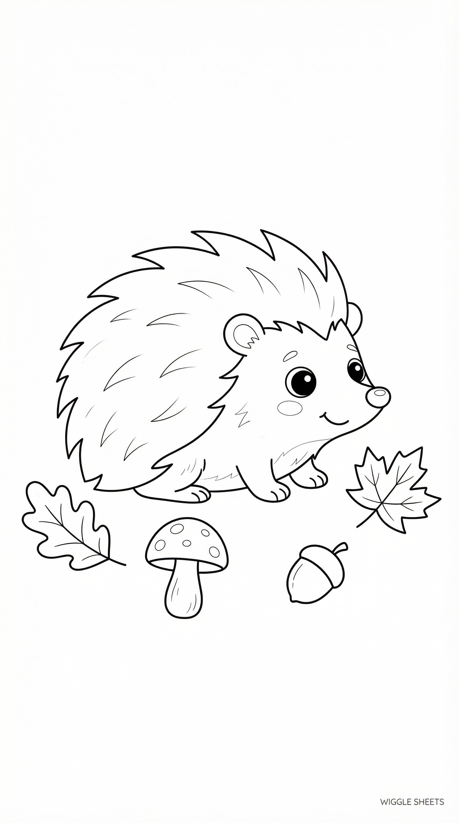 Hedgehog in leaves Coloring Page